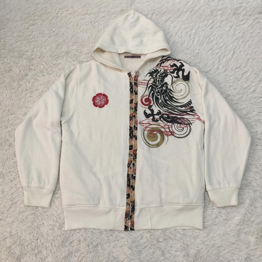 Japanese Brand Vintage Dragon Motif Design Sukajan Hoodie Sweater Jacket Size US L / EU 52-54 / 3 - 2 Thumbnail