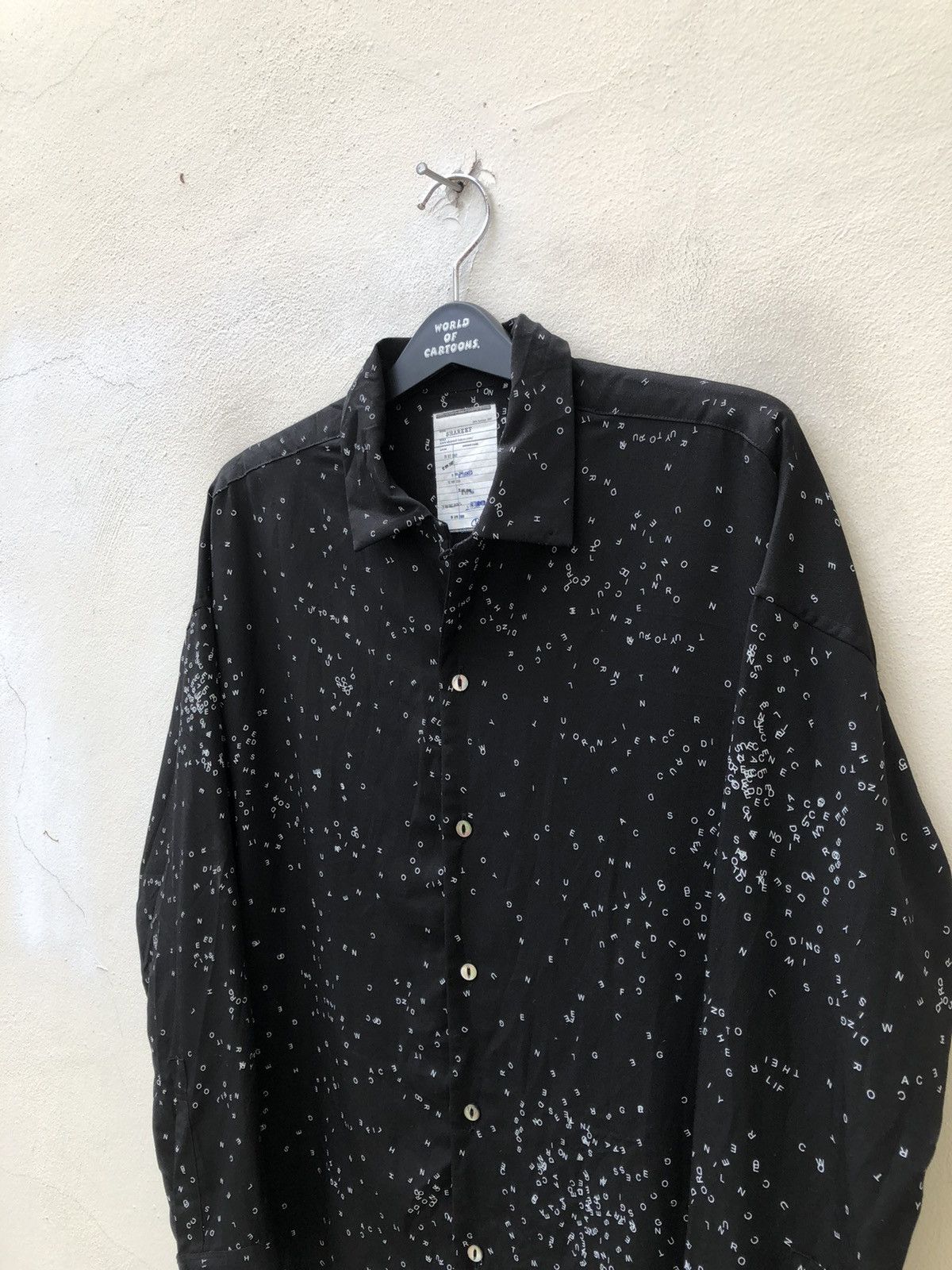 SHAREEF 2007 Shareef Japan Alphabetical Black Rayon Oversized Shirt Size US M / EU 48-50 / 2 - 8 Thumbnail