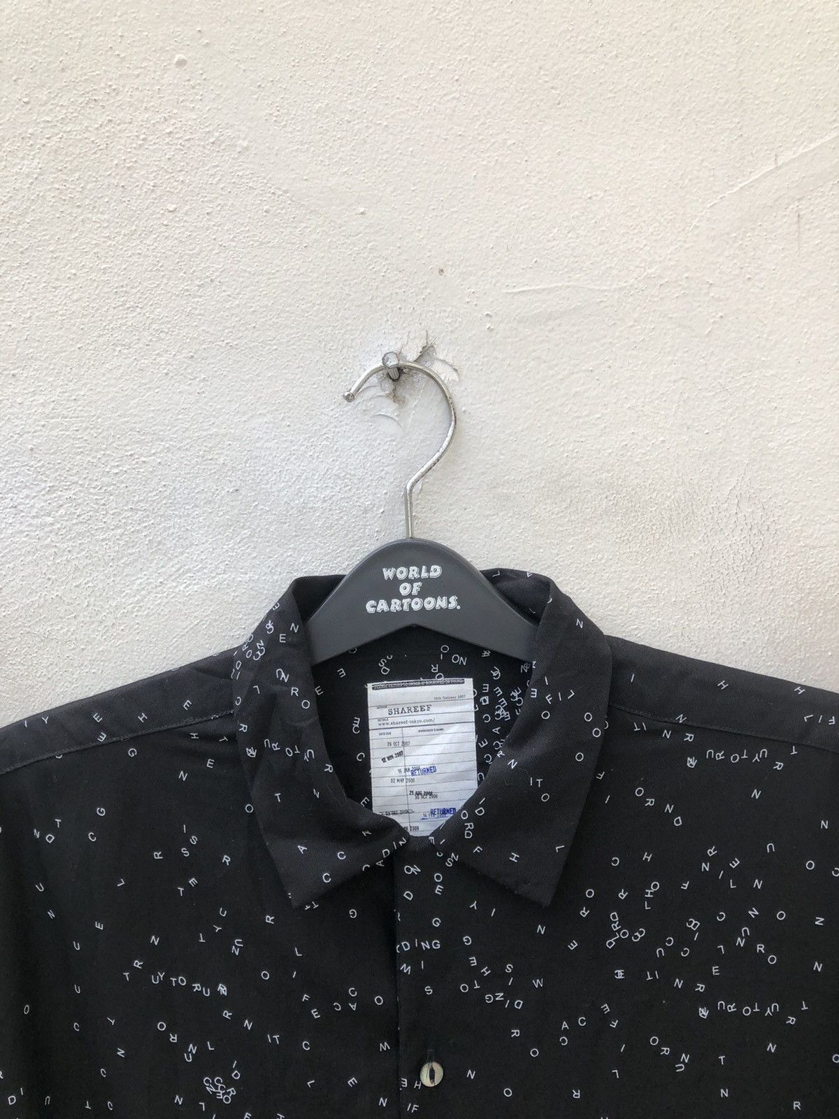 SHAREEF 2007 Shareef Japan Alphabetical Black Rayon Oversized Shirt Size US M / EU 48-50 / 2 - 2 Thumbnail