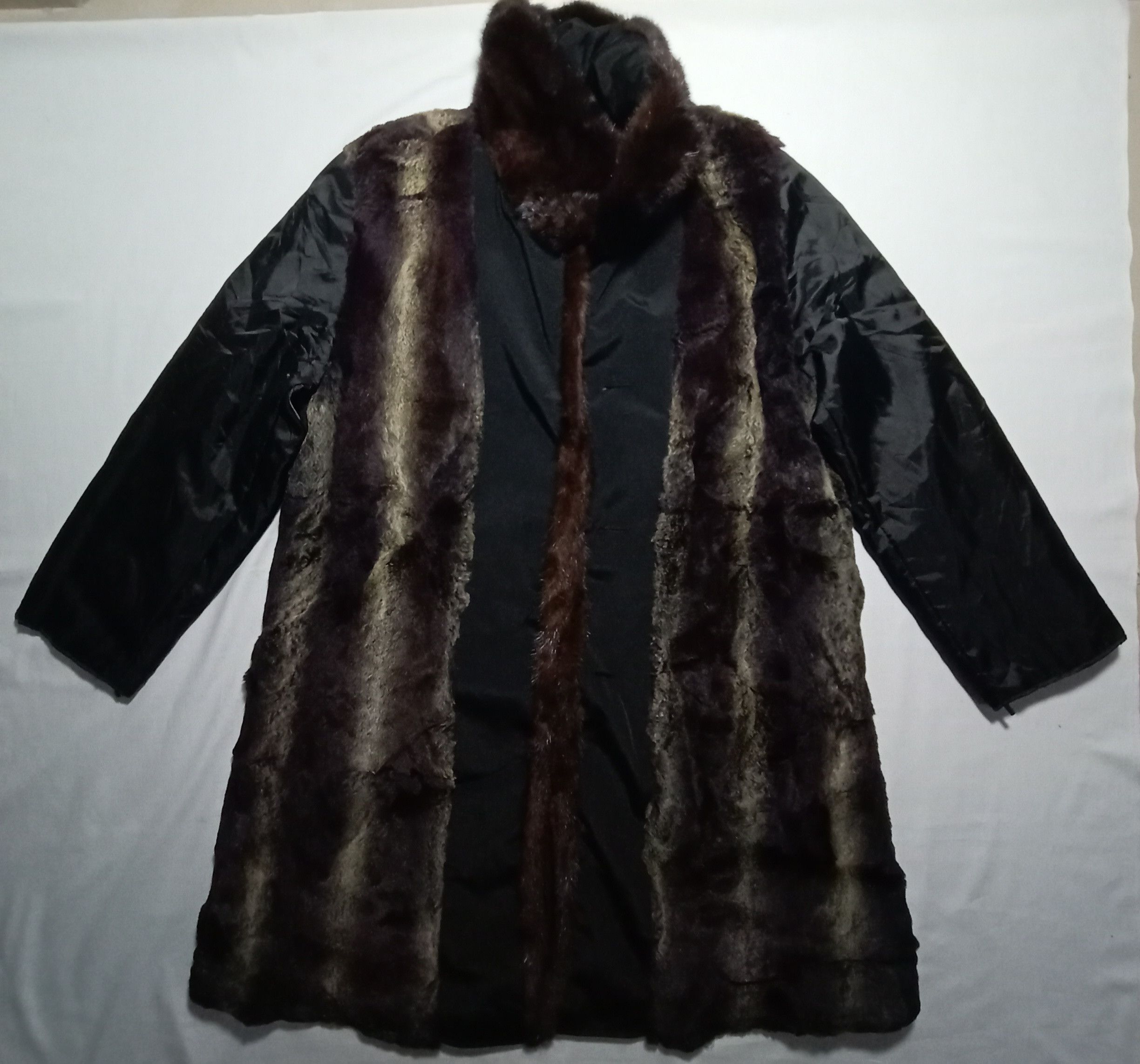 image of Designer Hiverreine Fur Linen Jacket Parka Wool Fluffy Coat in Black, Men's (Size Medium)
