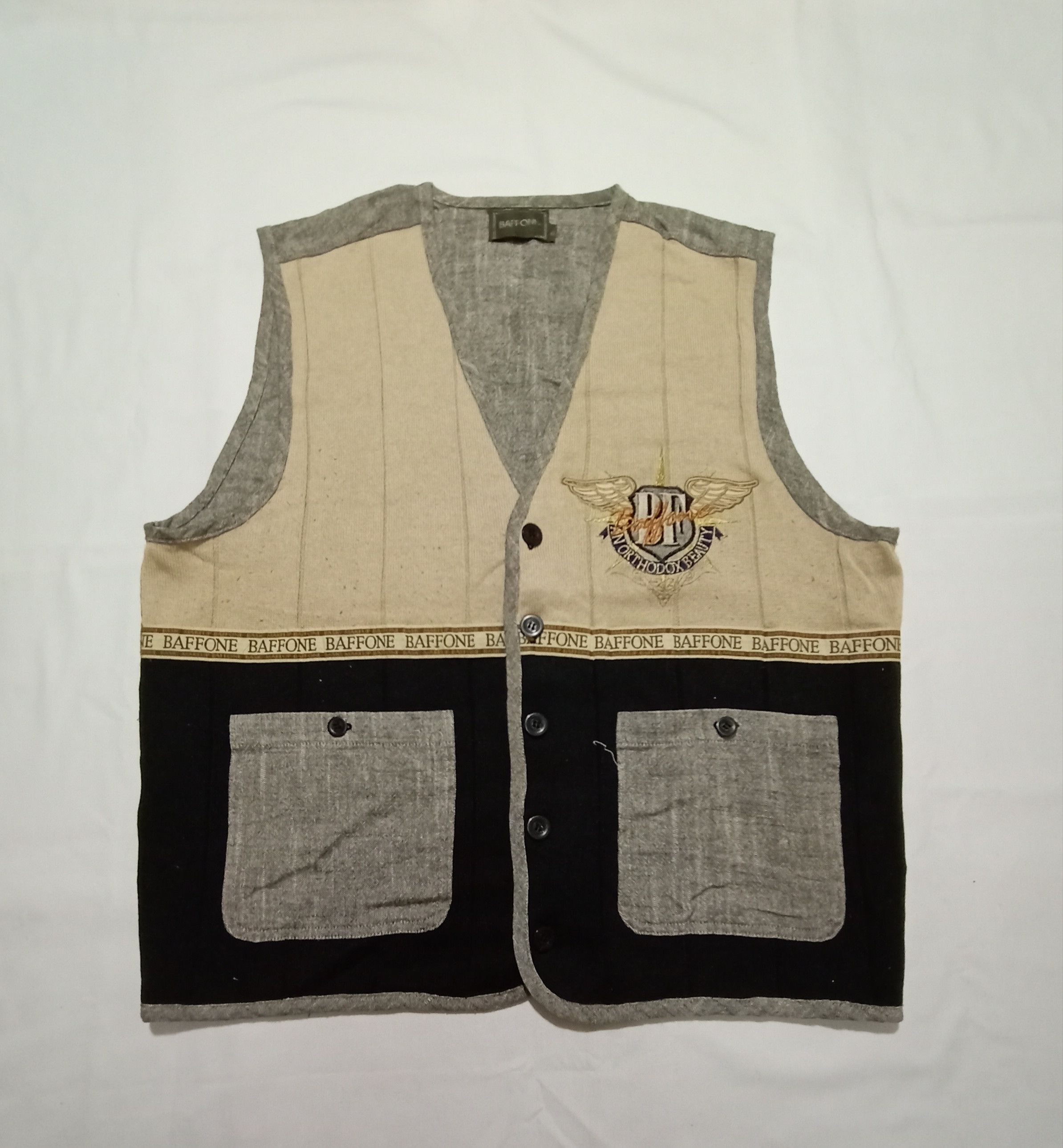 Designer Vintage Baffone Vest An Orthodox Beauty Embroidery BF Logo Size 44S - 1 Thumbnail