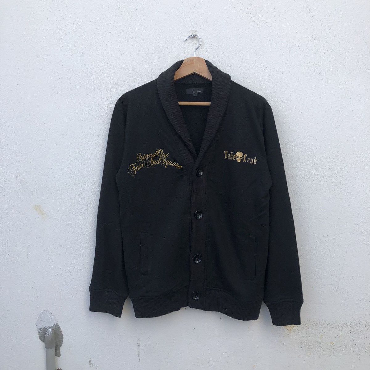 Japanese Brand ULTIMATE BLACK PUNK DESIGN CARDIGAN BY IVANHOE BIG LOGO Size US L / EU 52-54 / 3 - 2 Thumbnail