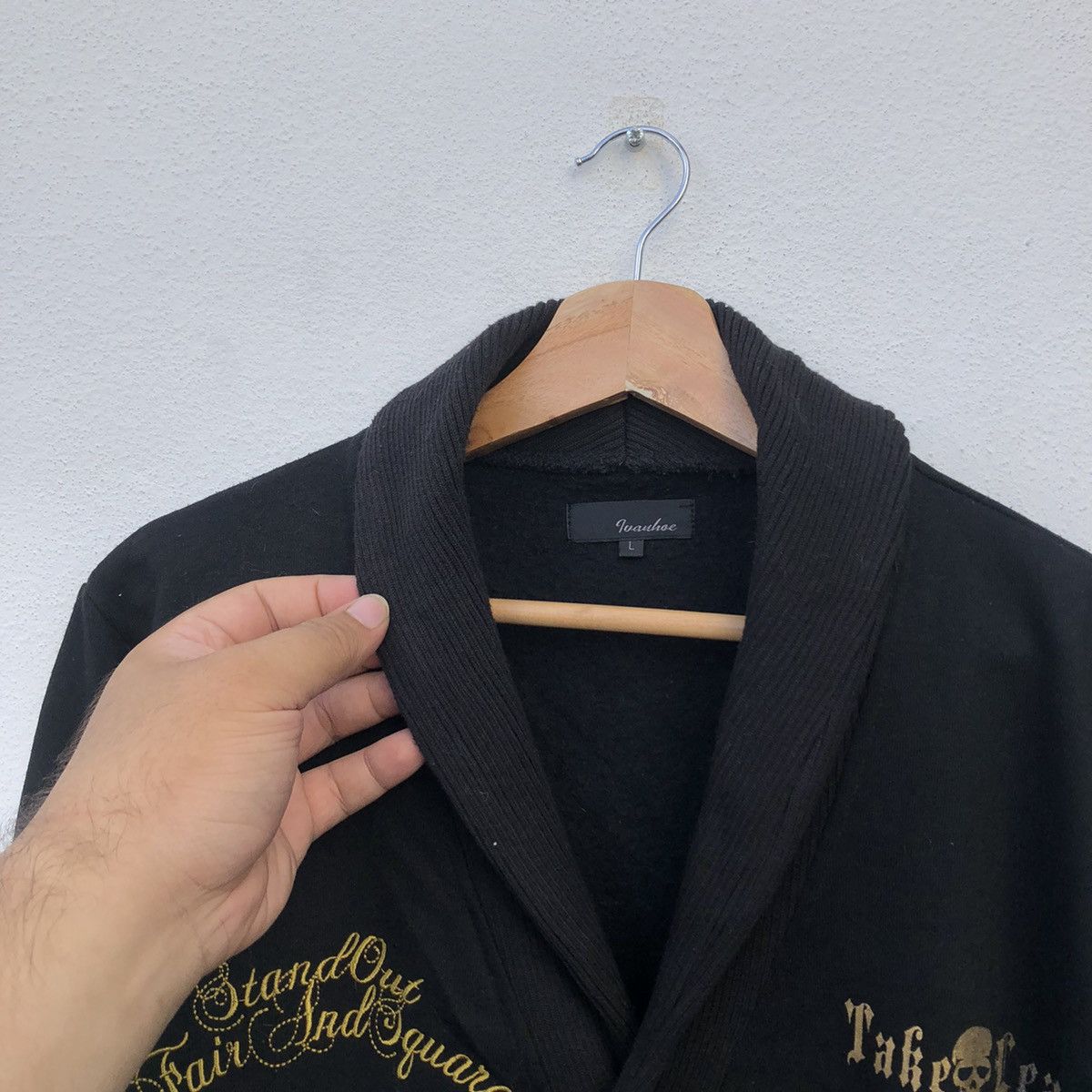 Japanese Brand ULTIMATE BLACK PUNK DESIGN CARDIGAN BY IVANHOE BIG LOGO Size US L / EU 52-54 / 3 - 8 Thumbnail