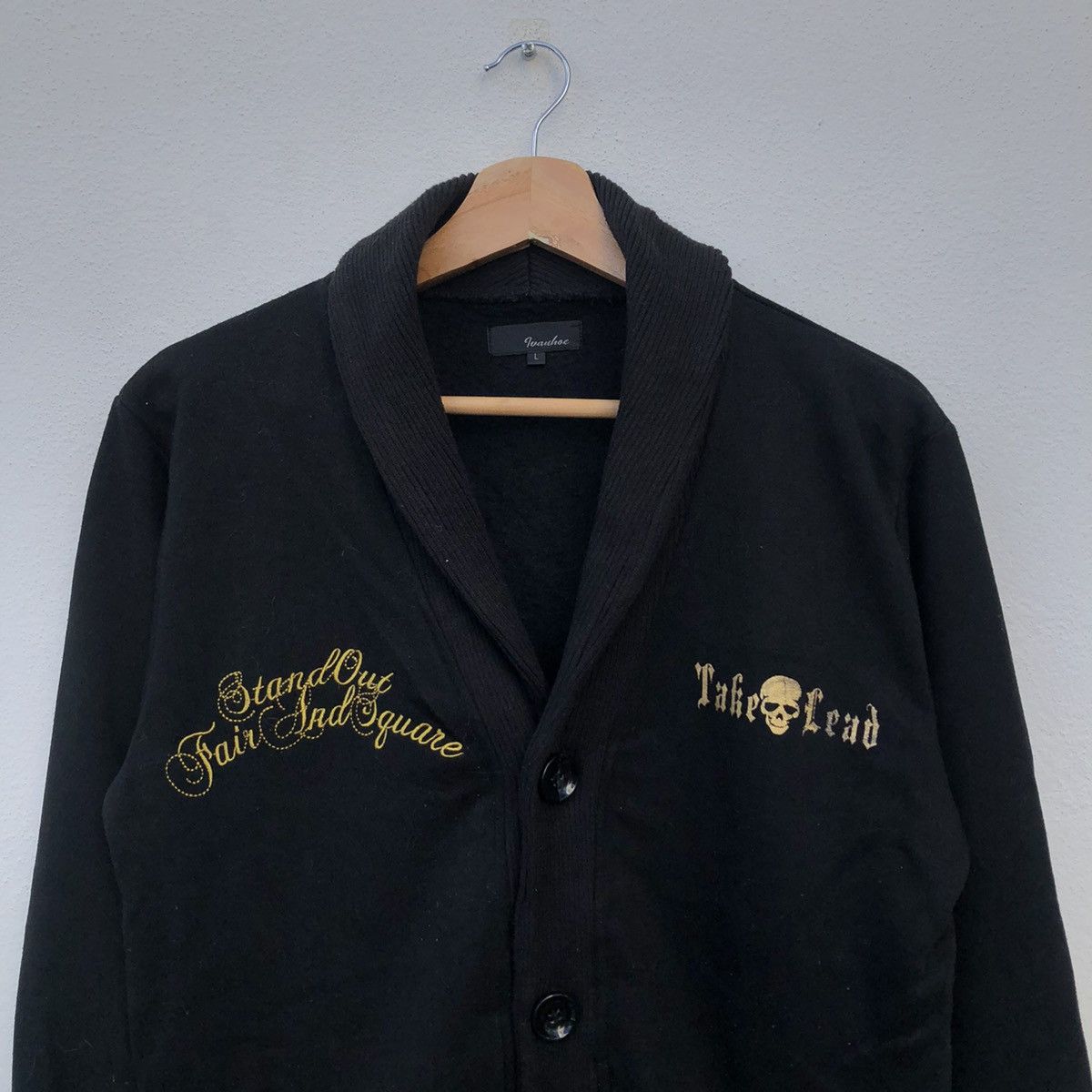 Japanese Brand ULTIMATE BLACK PUNK DESIGN CARDIGAN BY IVANHOE BIG LOGO Size US L / EU 52-54 / 3 - 4 Thumbnail