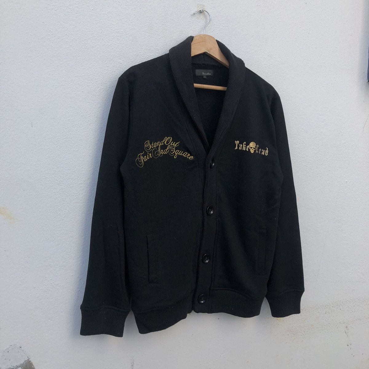 Japanese Brand ULTIMATE BLACK PUNK DESIGN CARDIGAN BY IVANHOE BIG LOGO Size US L / EU 52-54 / 3 - 3 Thumbnail