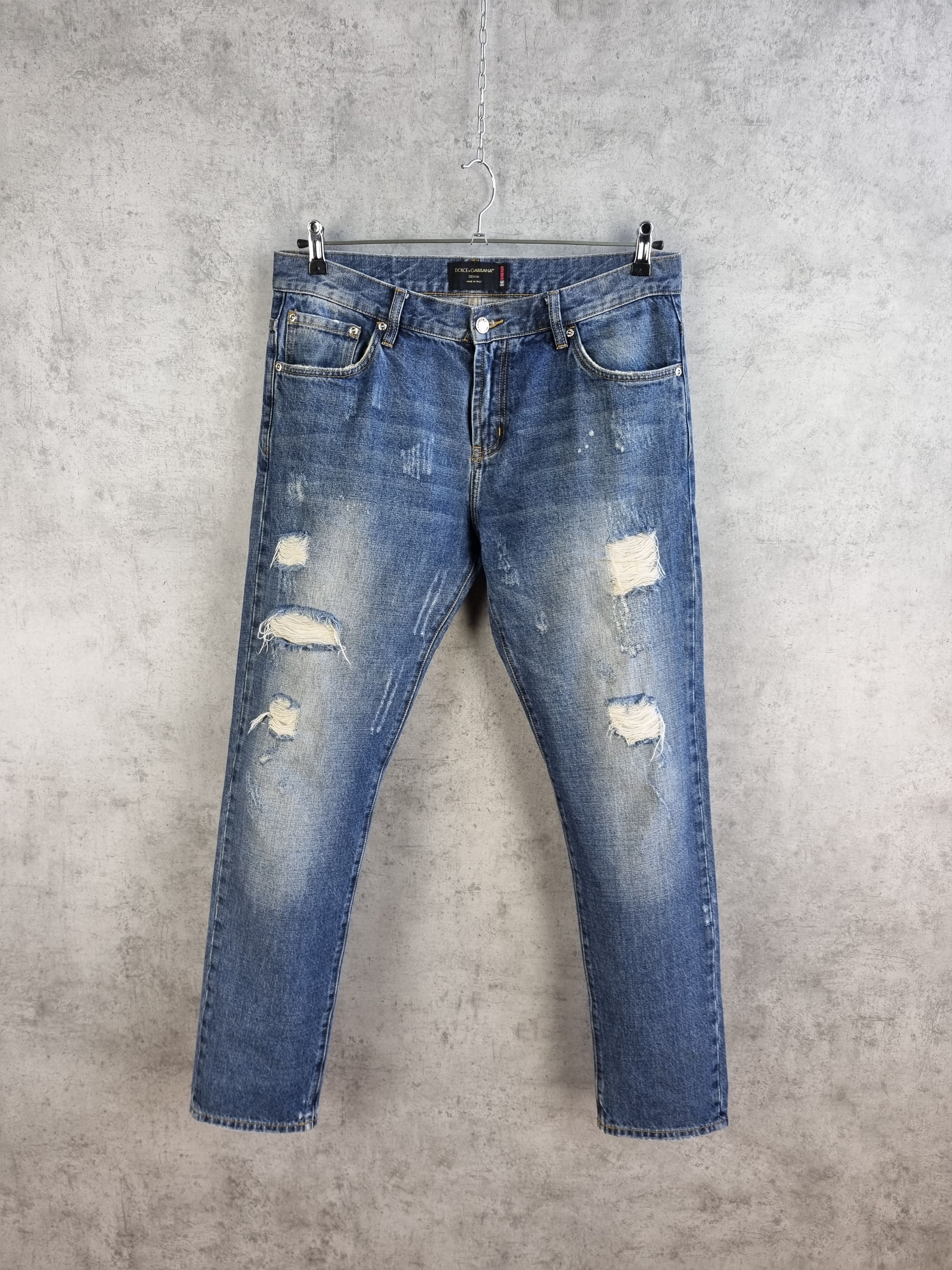 Dolce & Gabbana Ripped Dolce & Gabbana Denim 14 Stretch Jeans Size US 33 - 1 Thumbnail