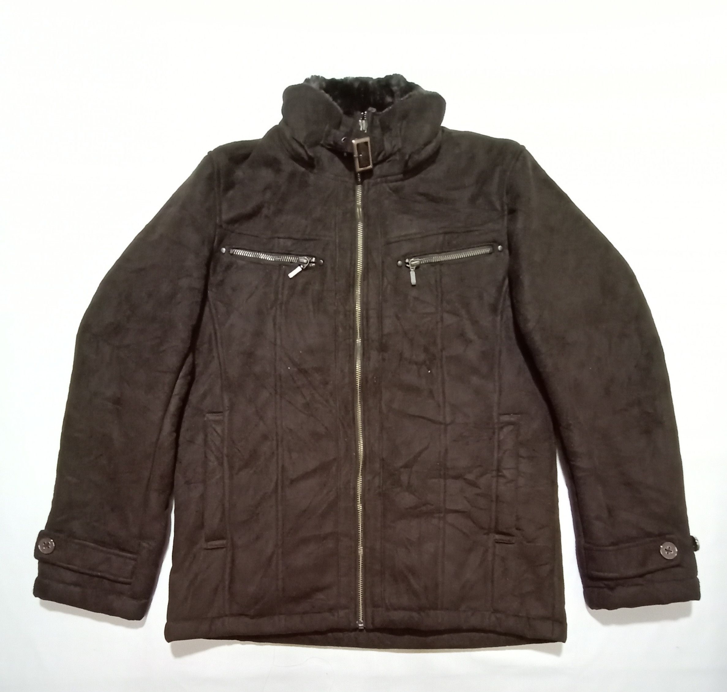 image of Leather Jacket x Winter Session Louis Chavlon Leather Sherpa Jacket in Brown, Men's (Size Medium)