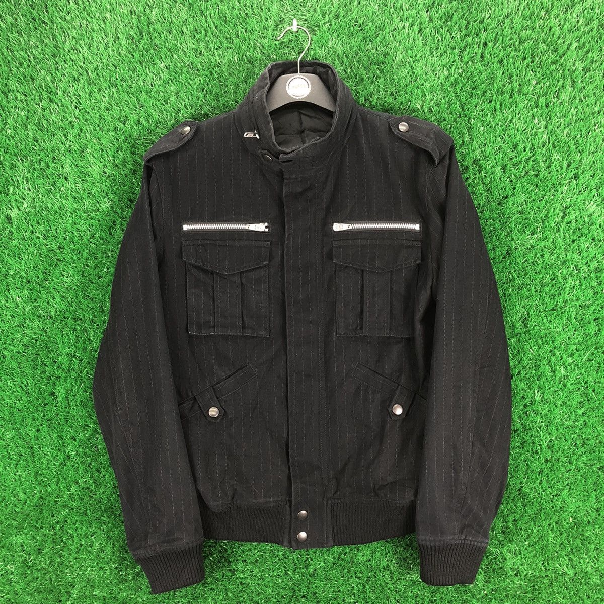 Vintage Biker Zipper Jacket Striped by Comme Ca Ism 