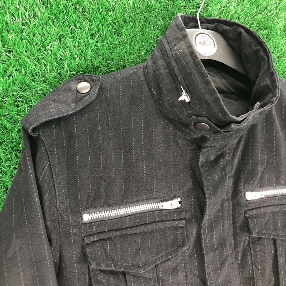 Comme Ca Ism Vintage Biker Zipper Jacket Striped by Comme Ca Ism Size US M / EU 48-50 / 2 - 2 Thumbnail