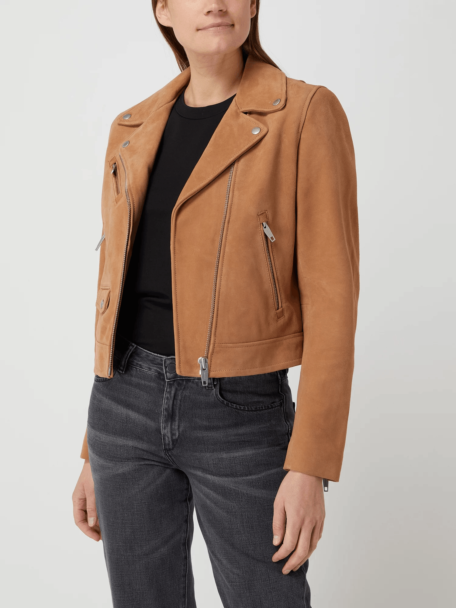 The Kooples The Kooples Camel Leather Suede Biker Short Jacket Size M Size M / US 6-8 / IT 42-44 - 2 Thumbnail