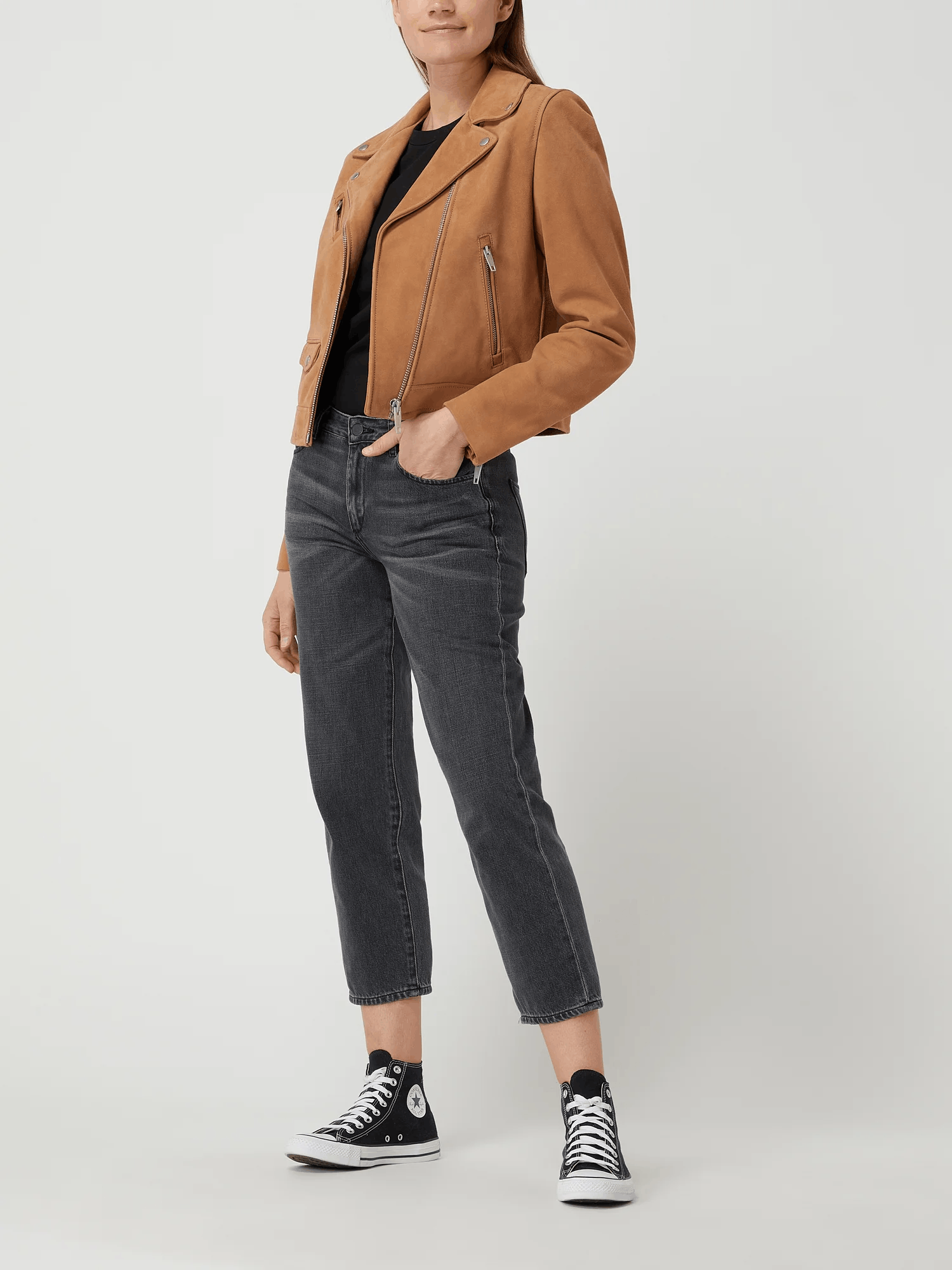 The Kooples The Kooples Camel Leather Suede Biker Short Jacket Size M Size M / US 6-8 / IT 42-44 - 4 Thumbnail