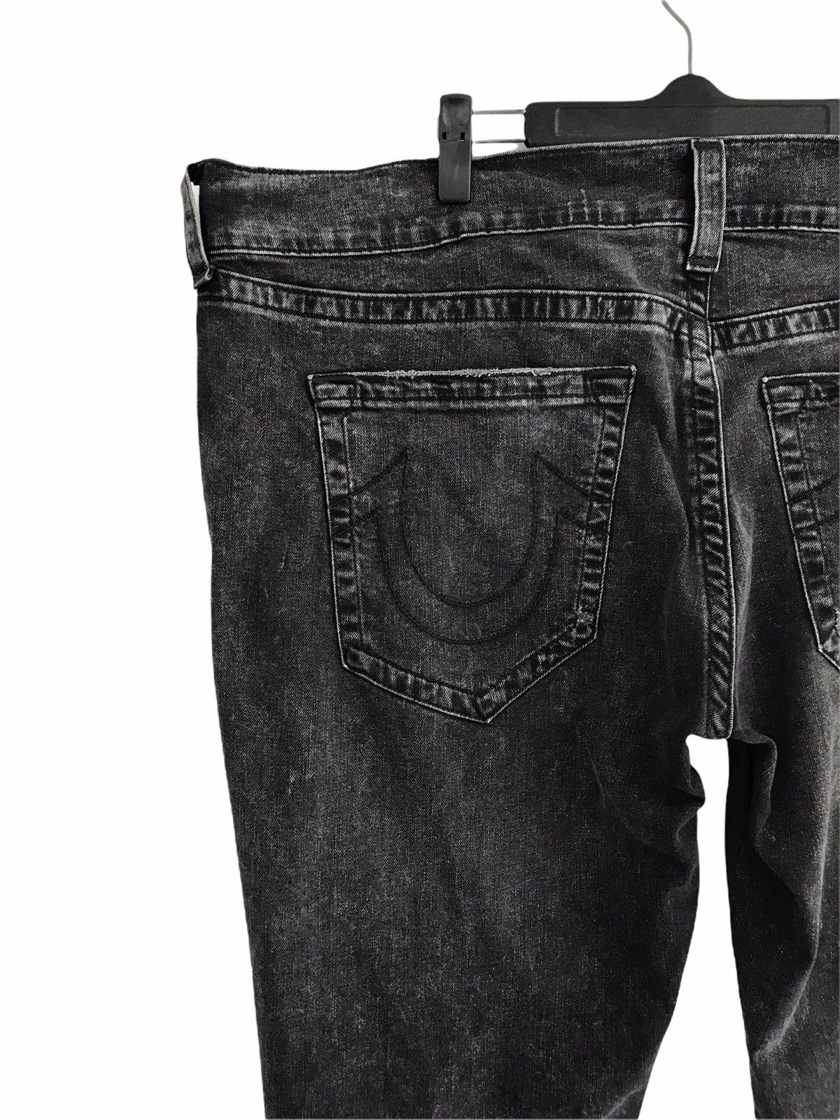 True Religion Black Acid Wash Skull Embroidery Stretch Skinny Jeans Size US 38 / EU 54 - 13 Thumbnail