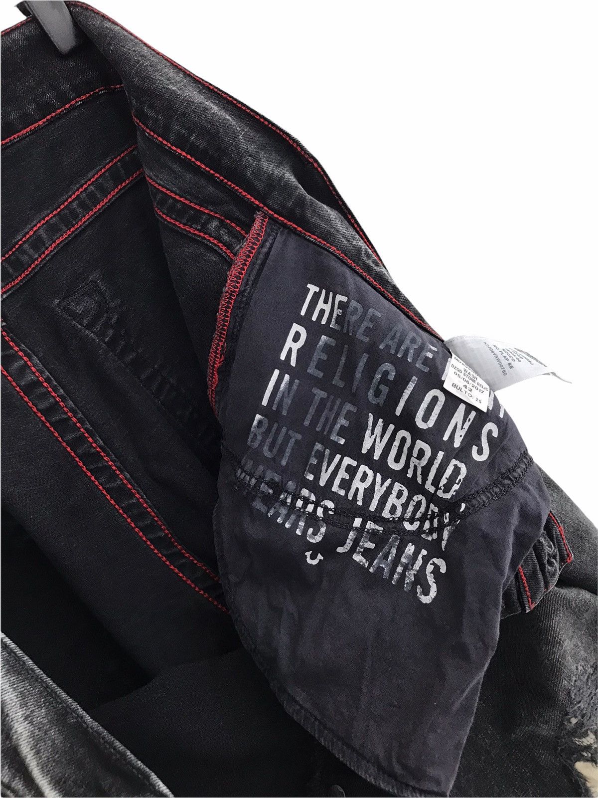 True Religion Black Acid Wash Skull Embroidery Stretch Skinny Jeans Size US 38 / EU 54 - 15 Thumbnail