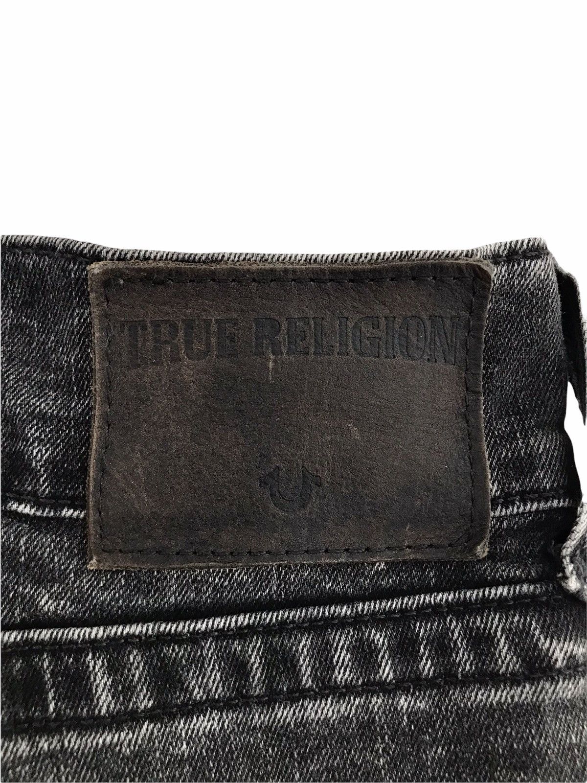 True Religion Black Acid Wash Skull Embroidery Stretch Skinny Jeans Size US 38 / EU 54 - 14 Thumbnail