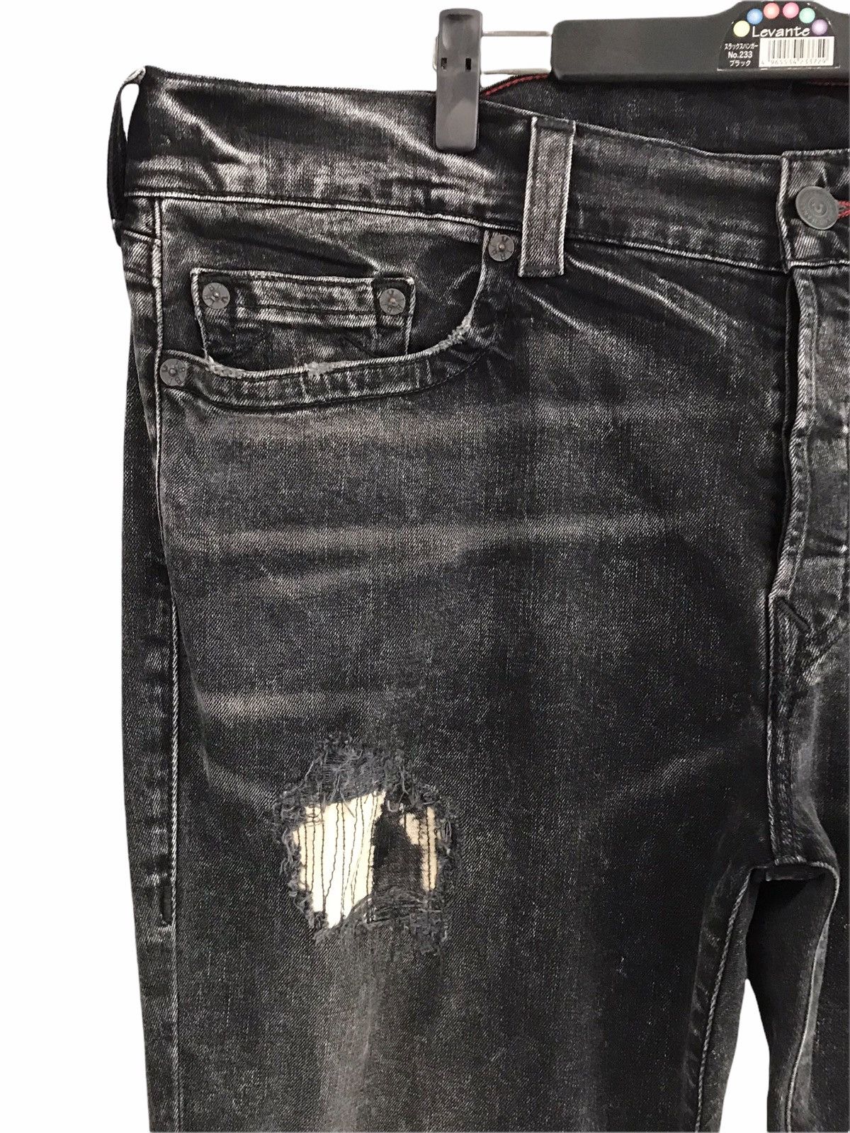 True Religion Black Acid Wash Skull Embroidery Stretch Skinny Jeans Size US 38 / EU 54 - 5 Thumbnail