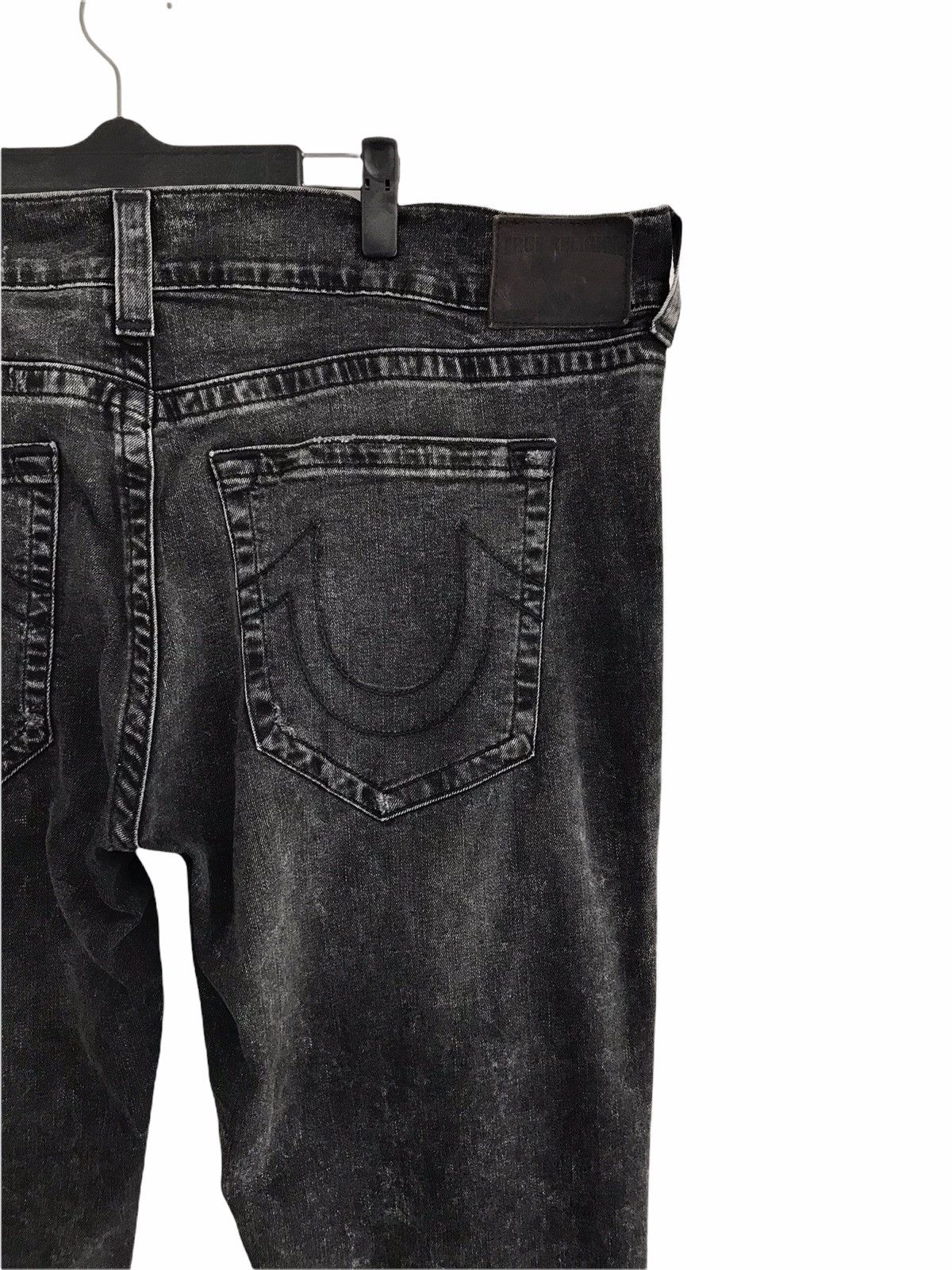 True Religion Black Acid Wash Skull Embroidery Stretch Skinny Jeans Size US 38 / EU 54 - 12 Thumbnail