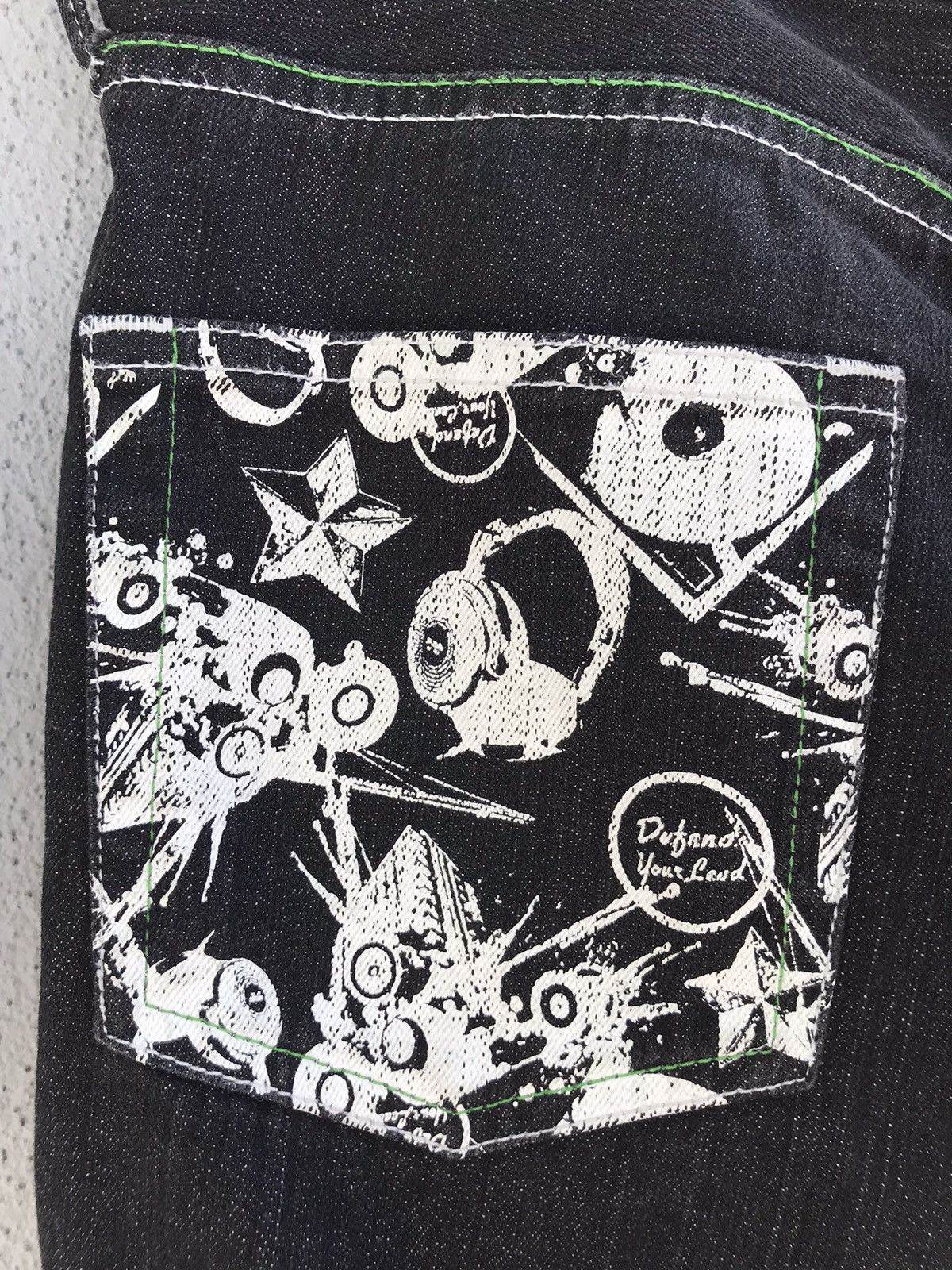 Airwalk Airwalk Printed Black Denim Jeans Size US 36 / EU 52 - 7 Thumbnail
