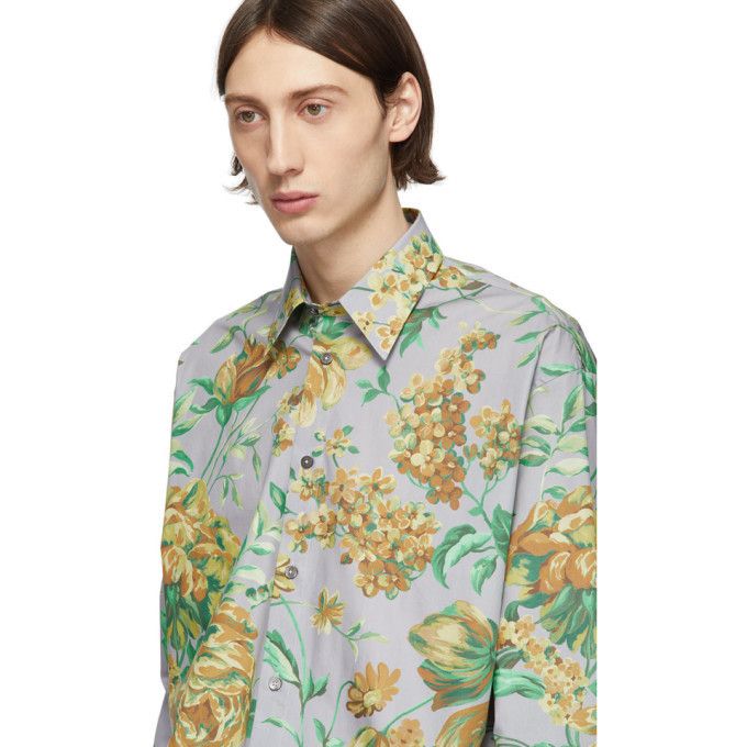 Givenchy Grey Floral Oversized Shirt Size US S / EU 44-46 / 1 - 6 Thumbnail