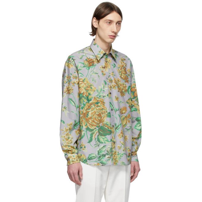 Givenchy Grey Floral Oversized Shirt Size US S / EU 44-46 / 1 - 4 Thumbnail