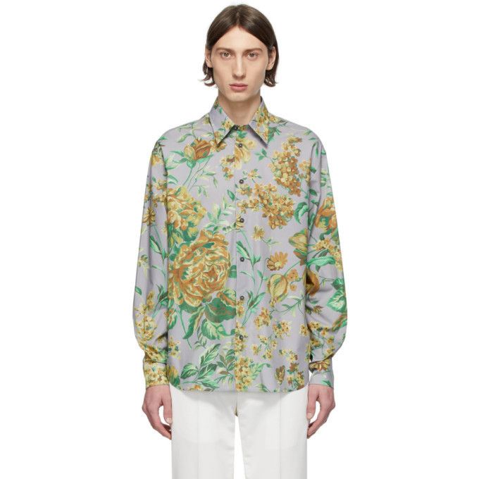 Givenchy Grey Floral Oversized Shirt Size US S / EU 44-46 / 1 - 3 Thumbnail