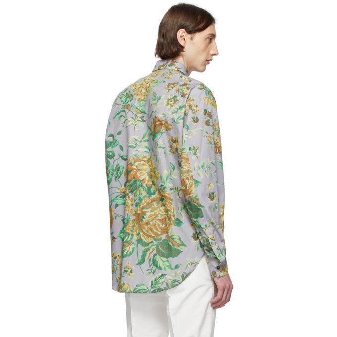 Givenchy Grey Floral Oversized Shirt Size US S / EU 44-46 / 1 - 5 Thumbnail