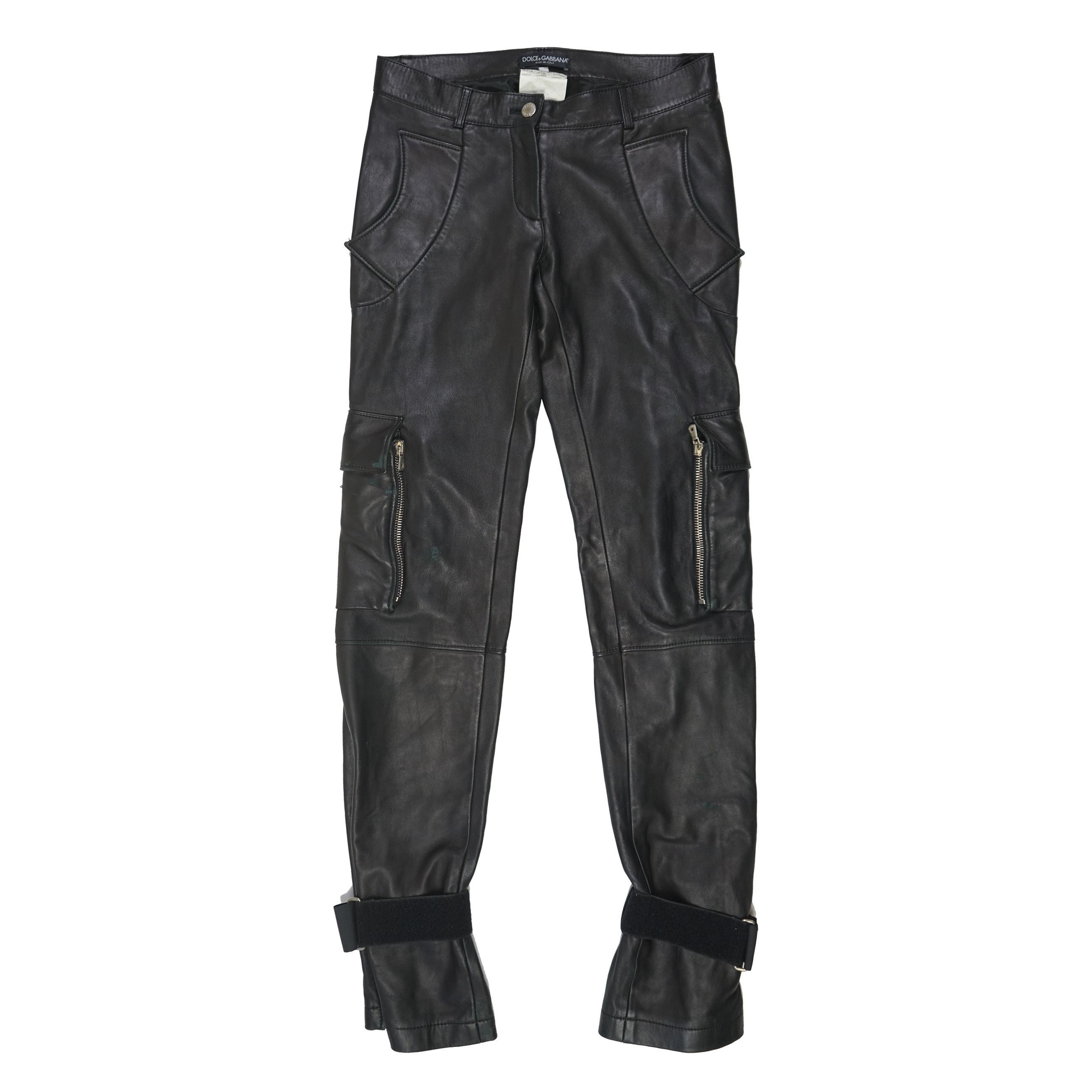 image of Dolce Gabbana Aw03 Sex Lambskin Bondage Cargos in Black, Men's (Size 30)