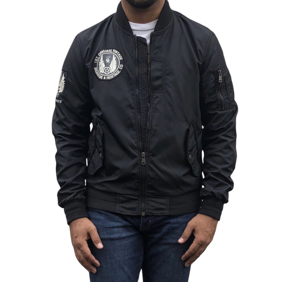 Japanese Brand Buckaroo Ma-1 Men’s Black Bomber Jacket Size US M / EU 48-50 / 2 - 1 Thumbnail