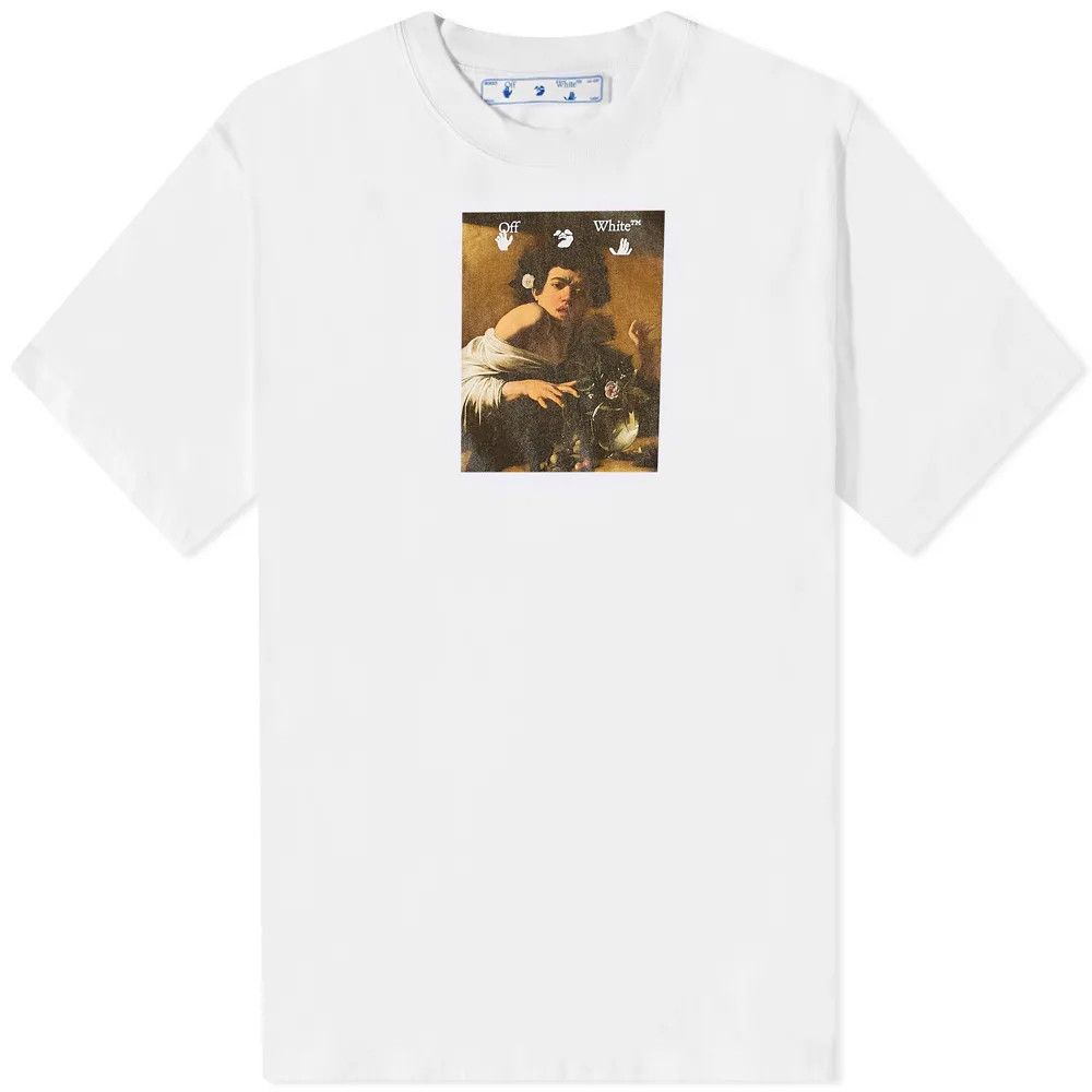 image of Off White Off-White Oversized Caravaggio Boy Cotton T-Shirt White, Men's (Size 2XL)