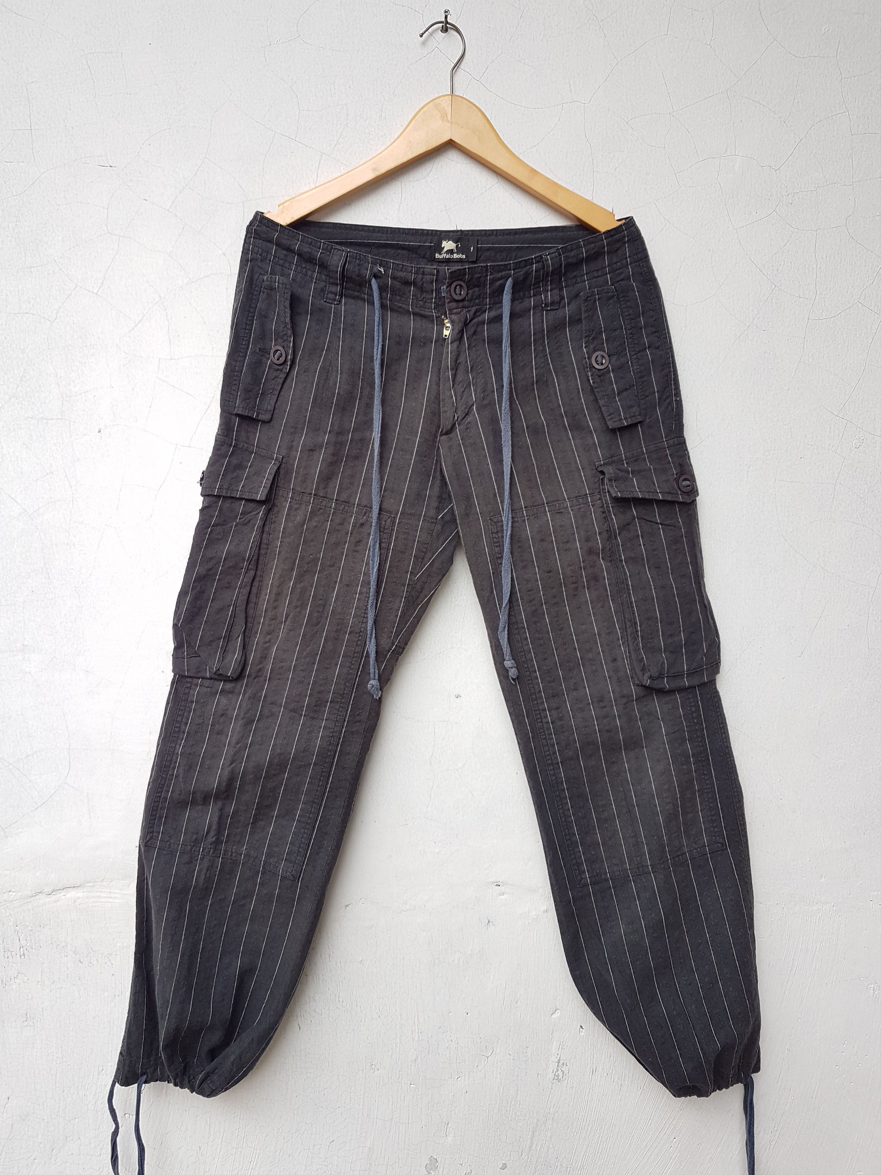 Japanese Brand Pinstripe Drawstring Herringbone (HBT) Tactical Elbow Pants Size US 30 / EU 46 - 1 Thumbnail