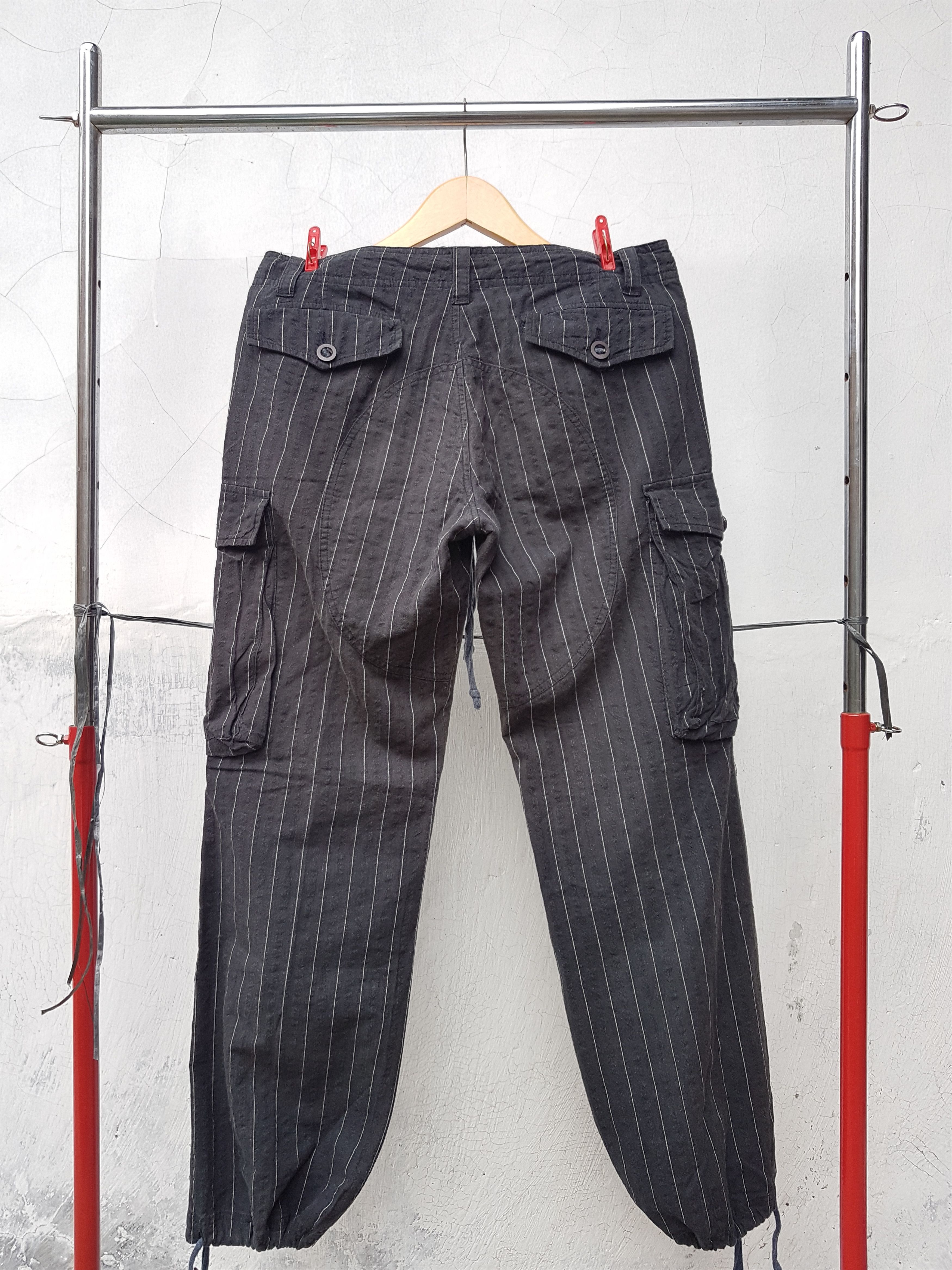 Japanese Brand Pinstripe Drawstring Herringbone (HBT) Tactical Elbow Pants Size US 30 / EU 46 - 6 Thumbnail