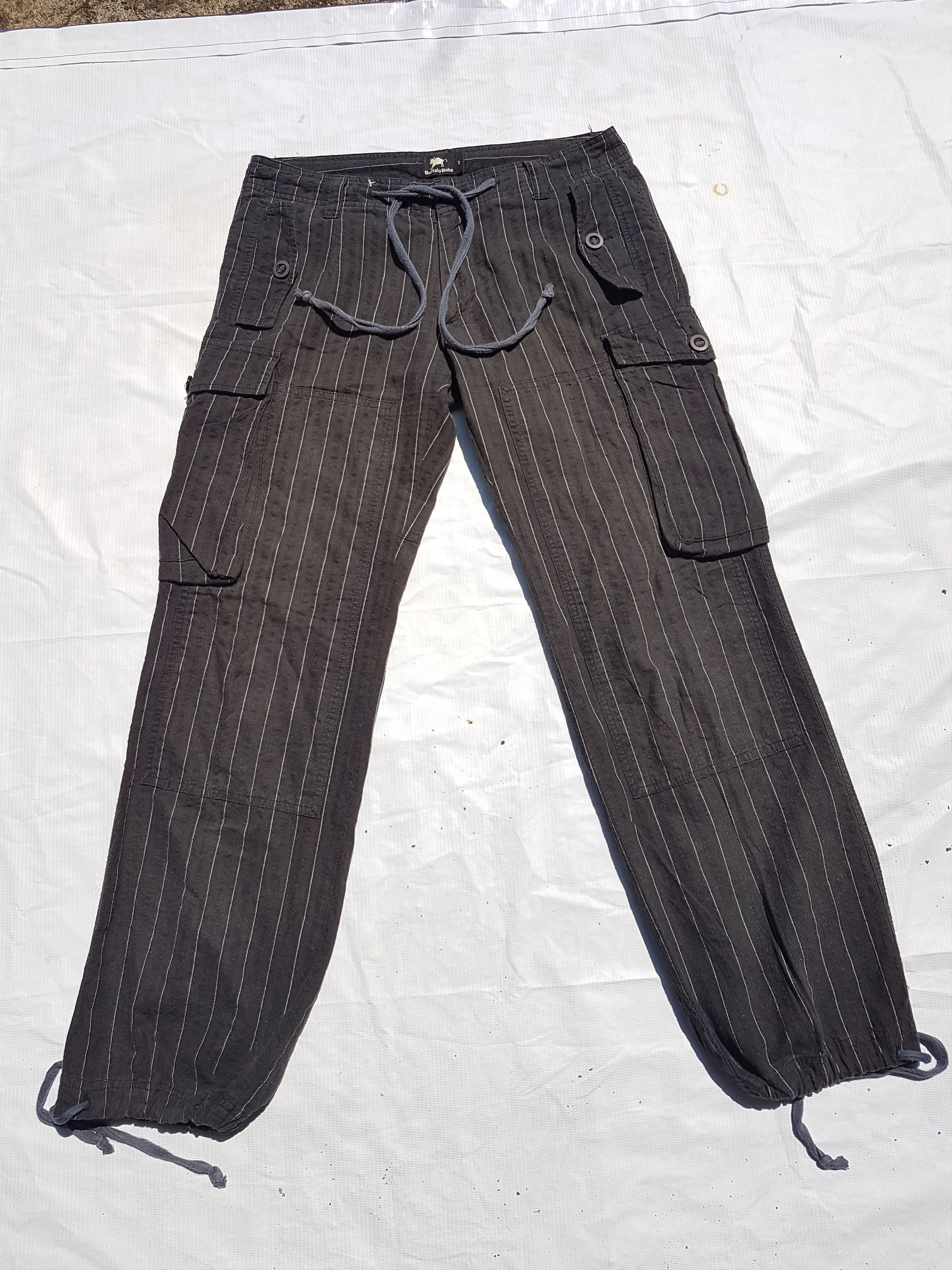 Japanese Brand Pinstripe Drawstring Herringbone (HBT) Tactical Elbow Pants Size US 30 / EU 46 - 17 Thumbnail