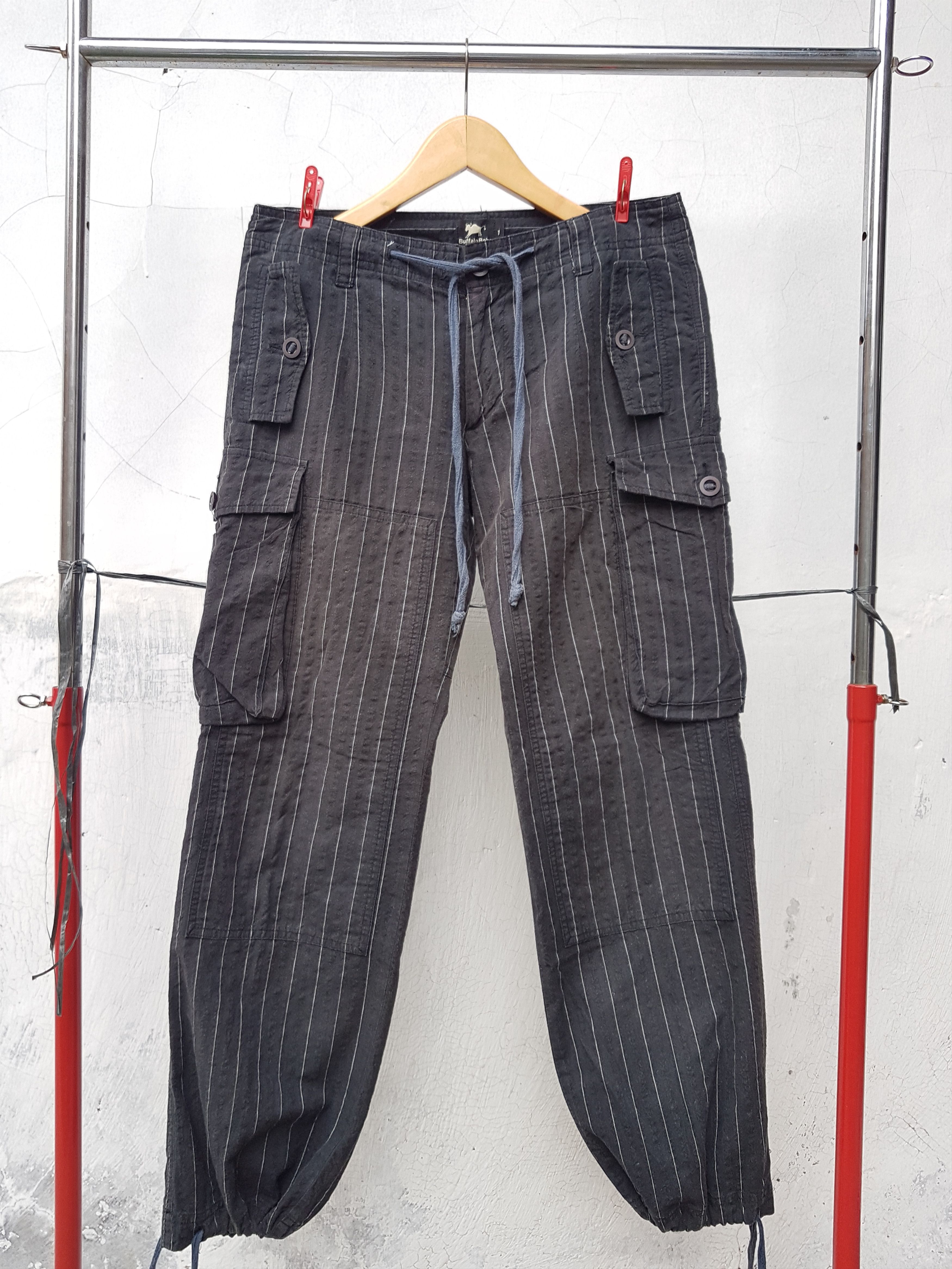 Japanese Brand Pinstripe Drawstring Herringbone (HBT) Tactical Elbow Pants Size US 30 / EU 46 - 8 Thumbnail
