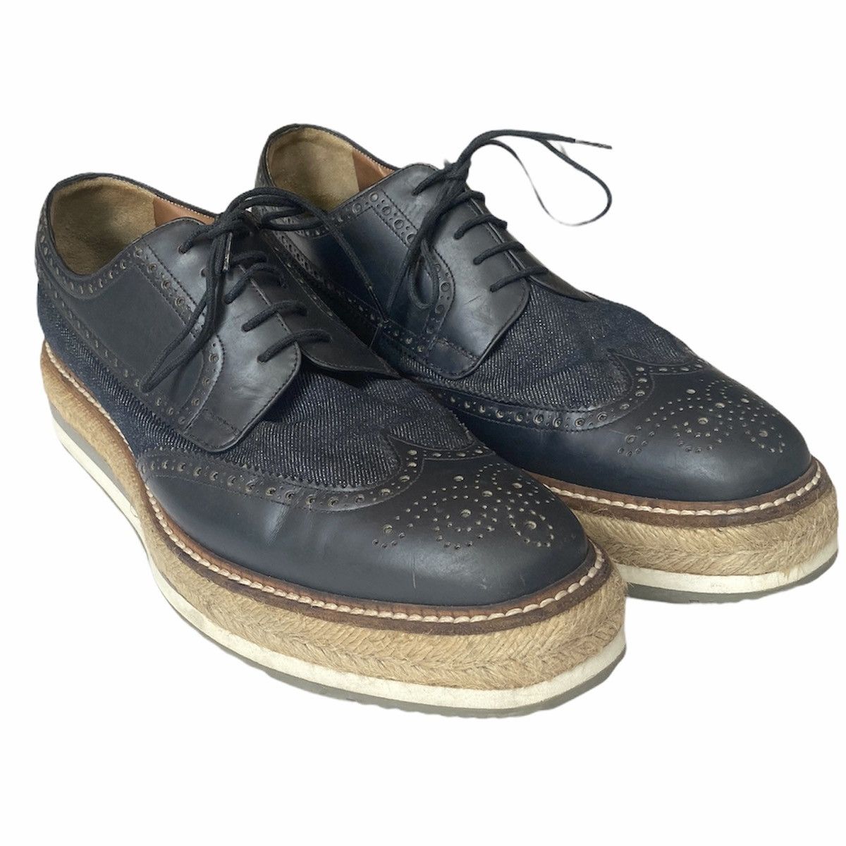 Prada Prada Leather And Denim Espadrilles Creepers Size US 10 / EU 43 - 2 Thumbnail