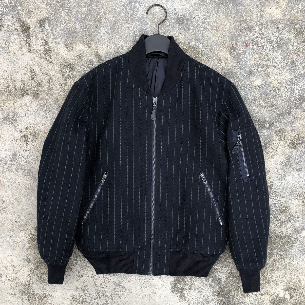 Vintage Japanese Brand Gu Striped Black Bomber Jacket Size US S / EU 44-46 / 1 - 3 Thumbnail