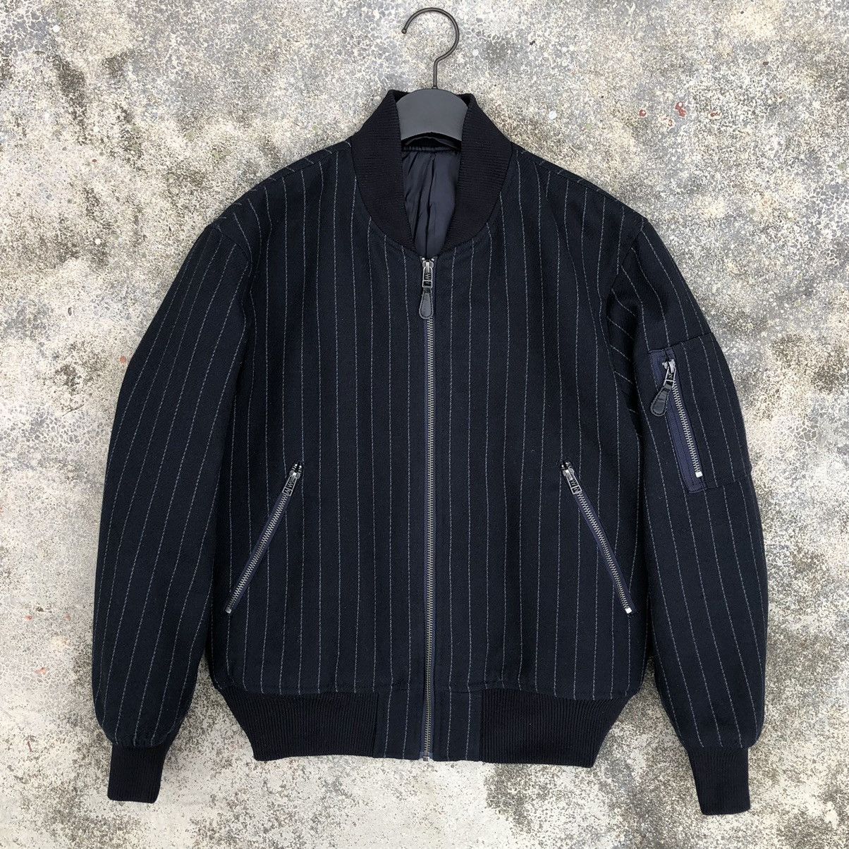 Vintage Japanese Brand Gu Striped Black Bomber Jacket Size US S / EU 44-46 / 1 - 2 Thumbnail