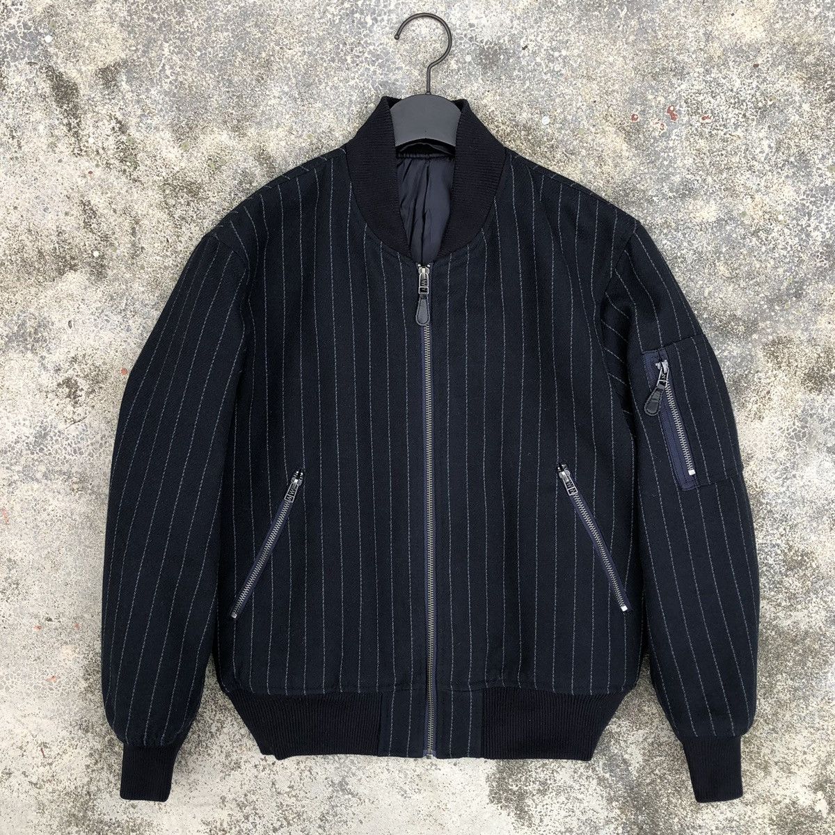 Vintage Japanese Brand Gu Striped Black Bomber Jacket Size US S / EU 44-46 / 1 - 6 Thumbnail
