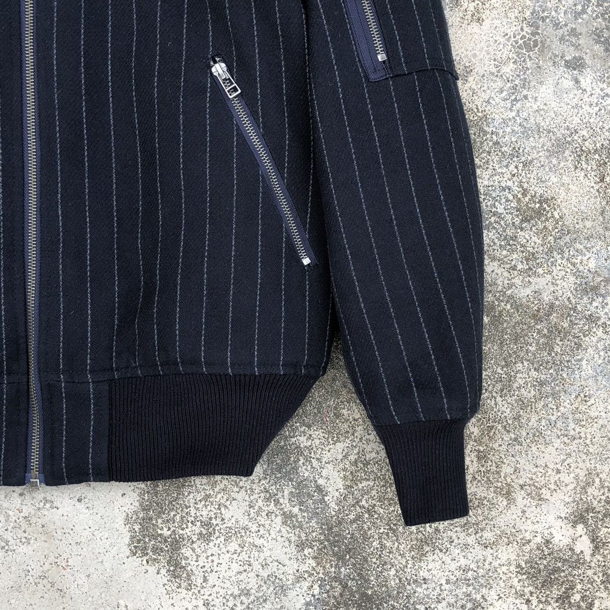 Vintage Japanese Brand Gu Striped Black Bomber Jacket Size US S / EU 44-46 / 1 - 8 Thumbnail