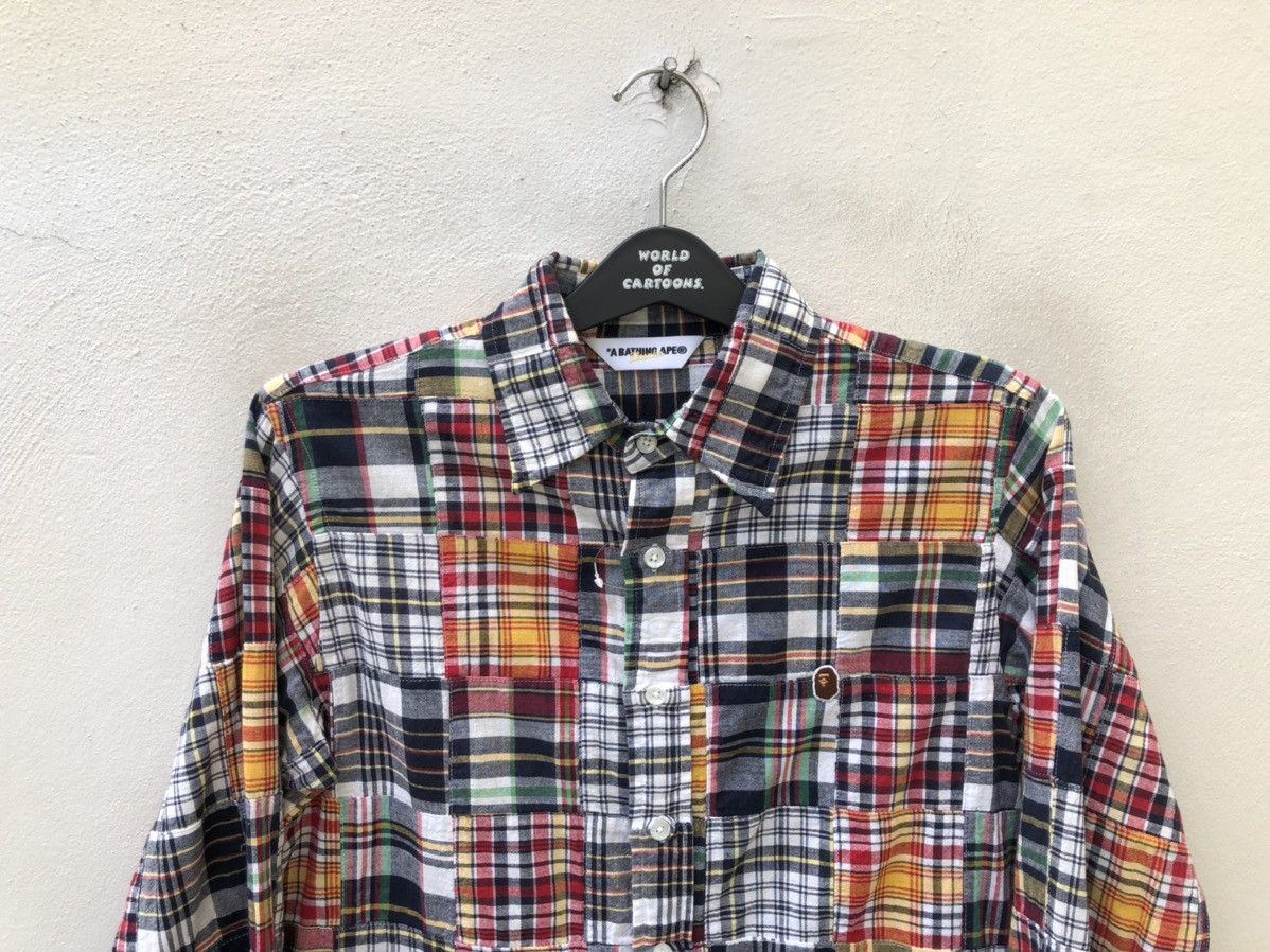 Bape VTG A Bathing Ape Japan Multi Color Patchwork Button Shirt Size US S / EU 44-46 / 1 - 2 Thumbnail