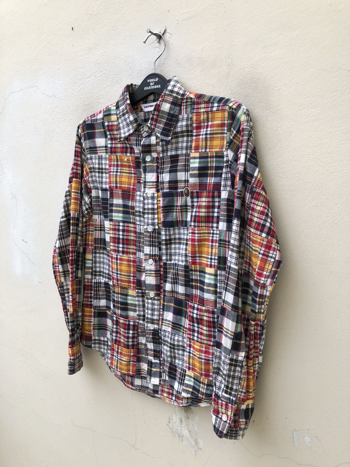 Bape VTG A Bathing Ape Japan Multi Color Patchwork Button Shirt Size US S / EU 44-46 / 1 - 5 Thumbnail