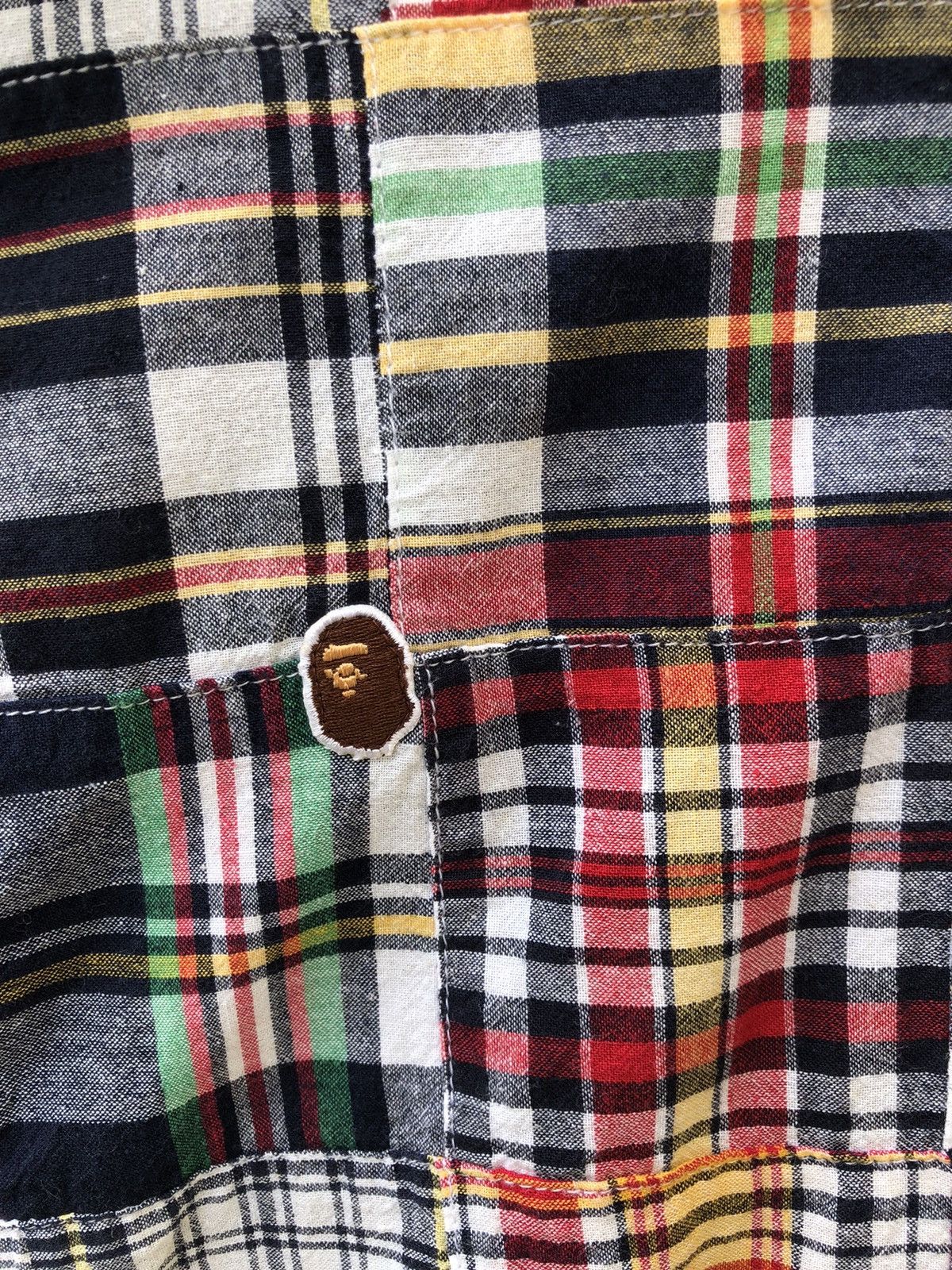 Bape VTG A Bathing Ape Japan Multi Color Patchwork Button Shirt Size US S / EU 44-46 / 1 - 4 Thumbnail