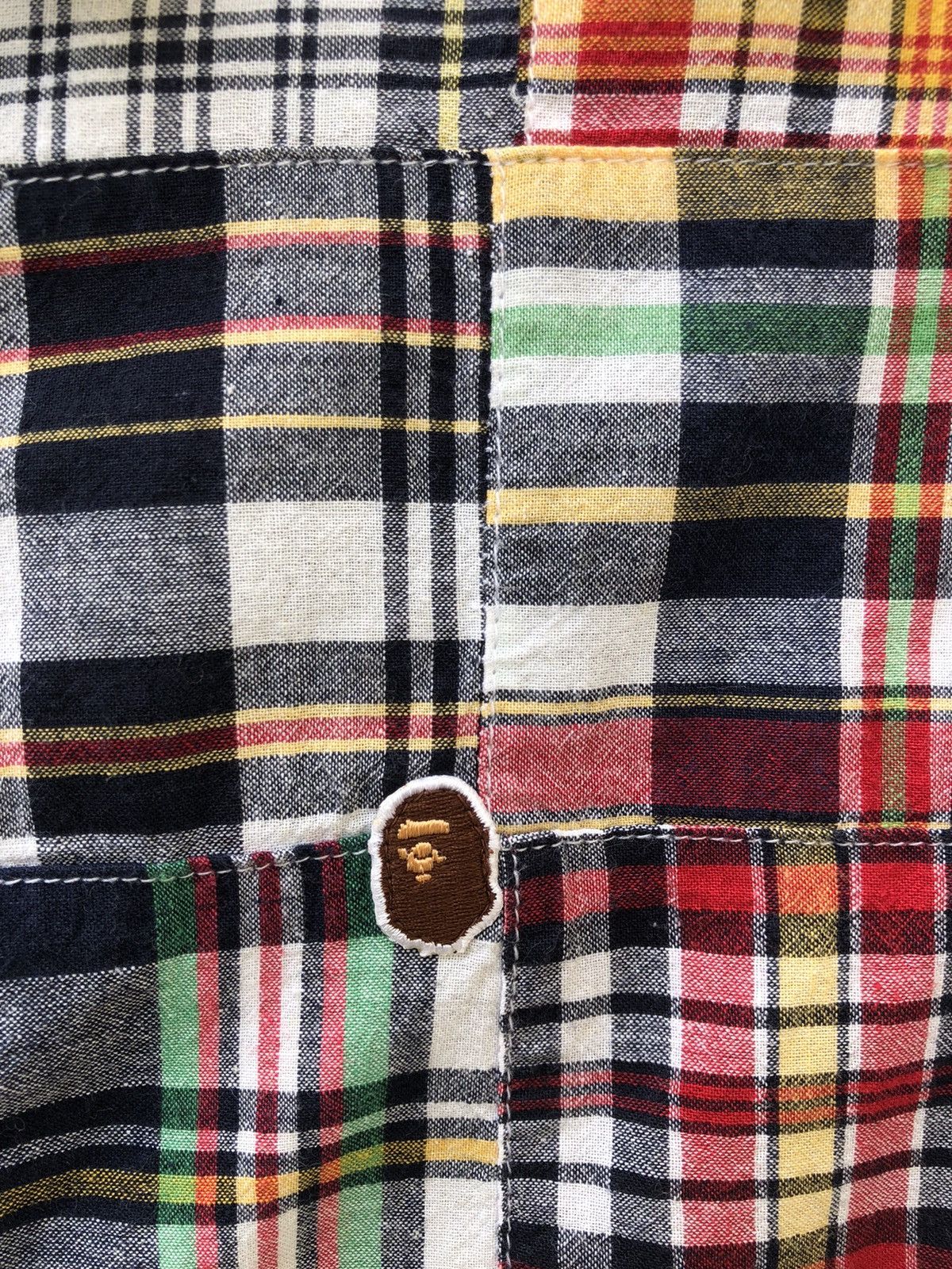 Bape VTG A Bathing Ape Japan Multi Color Patchwork Button Shirt Size US S / EU 44-46 / 1 - 11 Thumbnail