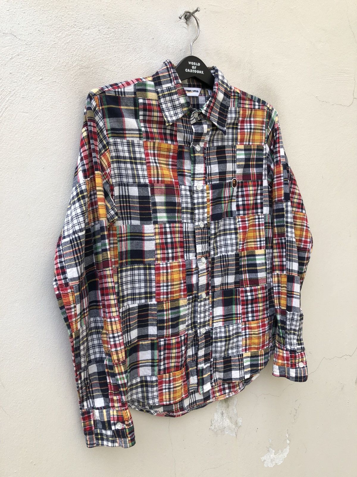 Bape VTG A Bathing Ape Japan Multi Color Patchwork Button Shirt Size US S / EU 44-46 / 1 - 8 Thumbnail