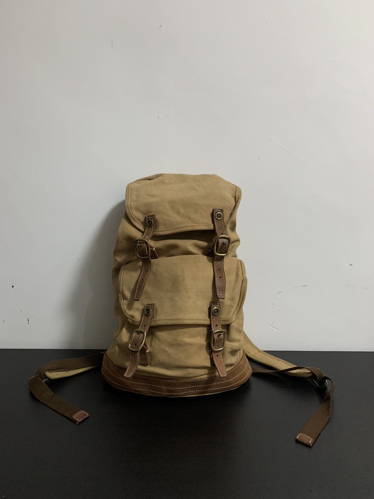 image of Bag x Masterpiece Vintage Reshelpa By Masterpiece Mspc Canvas Backpack in Dirt Khaki, Men's