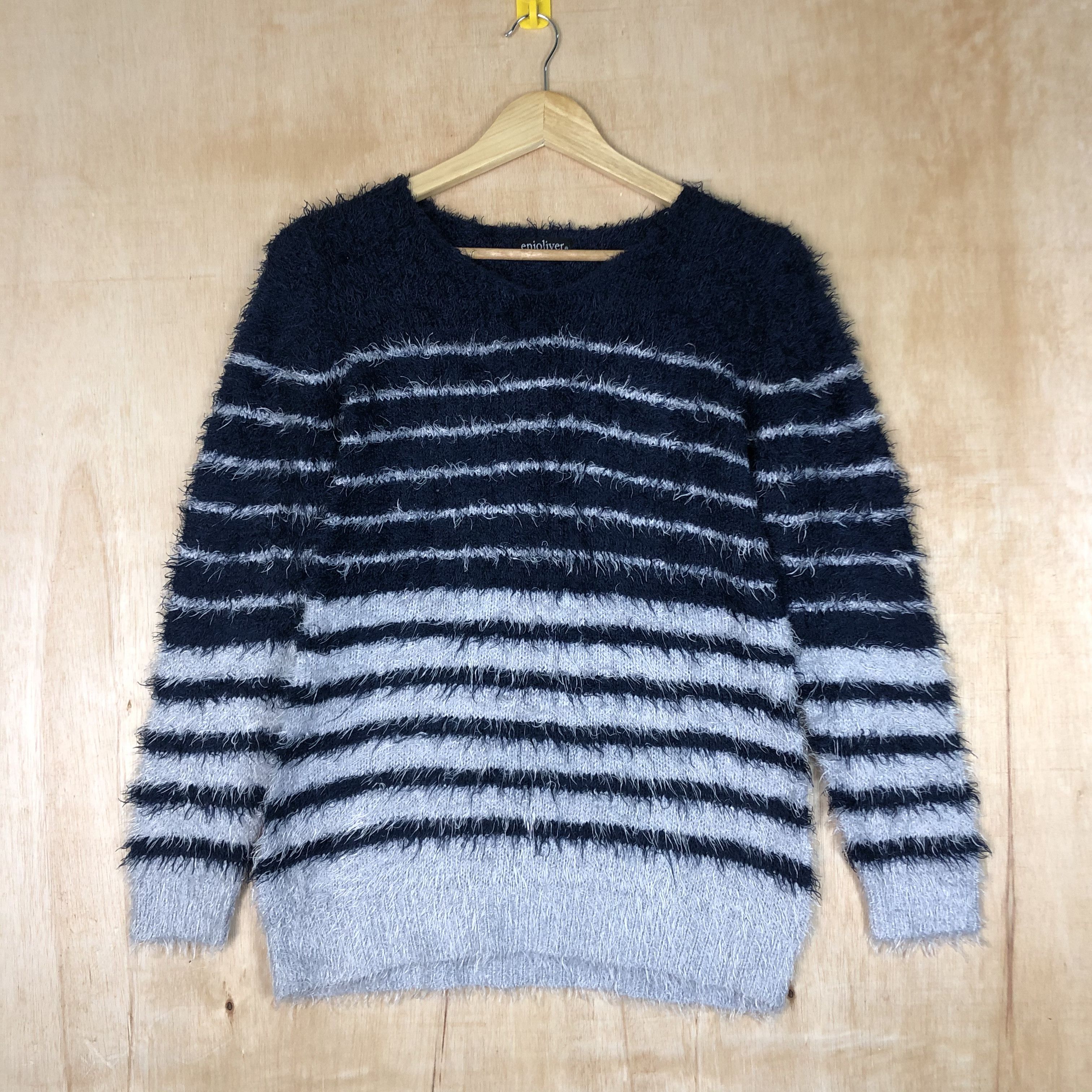 OVER THE STRiPES DLL Enjoliver Mohair fur shagg shaggy knitwear #c029 Size US M / EU 48-50 / 2 - 1 Thumbnail