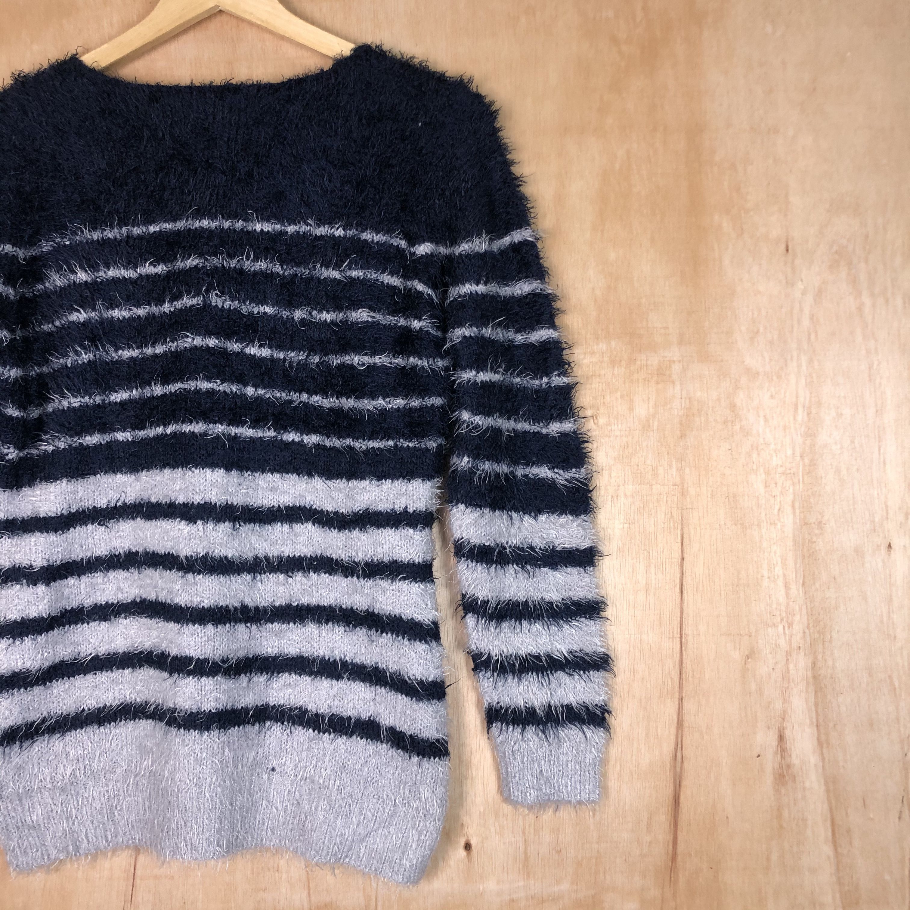 OVER THE STRiPES DLL Enjoliver Mohair fur shagg shaggy knitwear #c029 Size US M / EU 48-50 / 2 - 8 Thumbnail