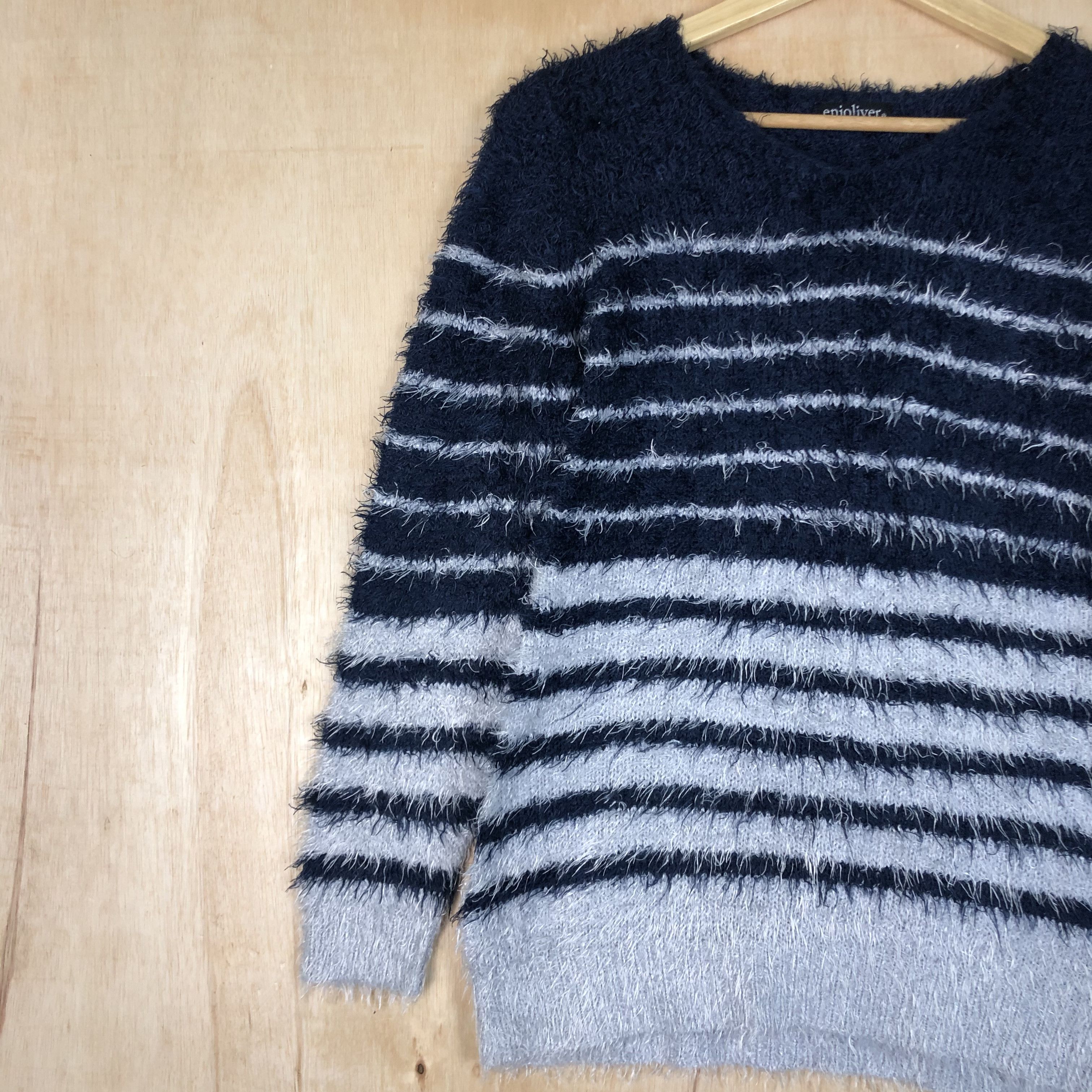 OVER THE STRiPES DLL Enjoliver Mohair fur shagg shaggy knitwear #c029 Size US M / EU 48-50 / 2 - 3 Thumbnail