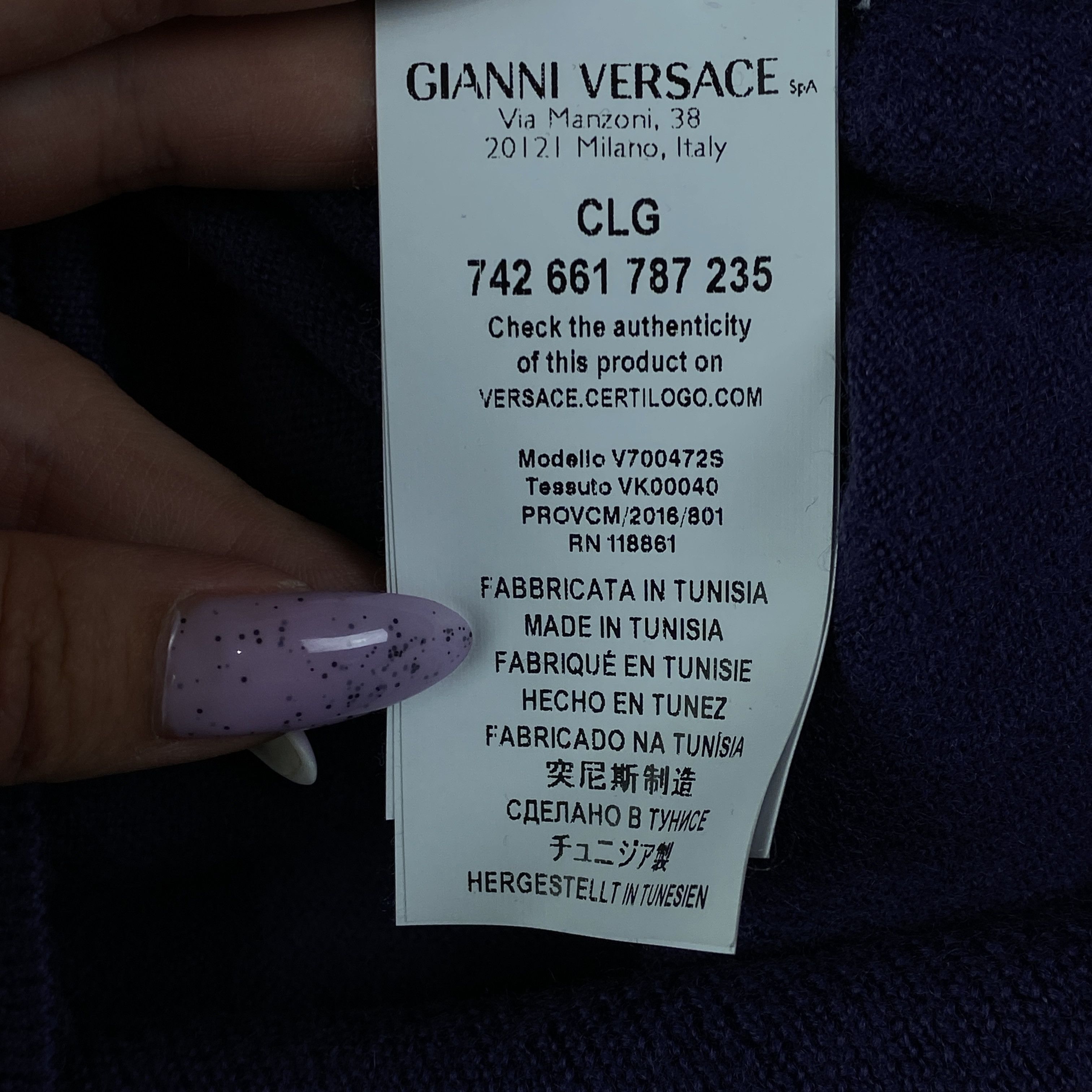 Versace Mens Sweater Jumper V Neck Versace Size L Wool Size US L / EU 52-54 / 3 - 8 Thumbnail