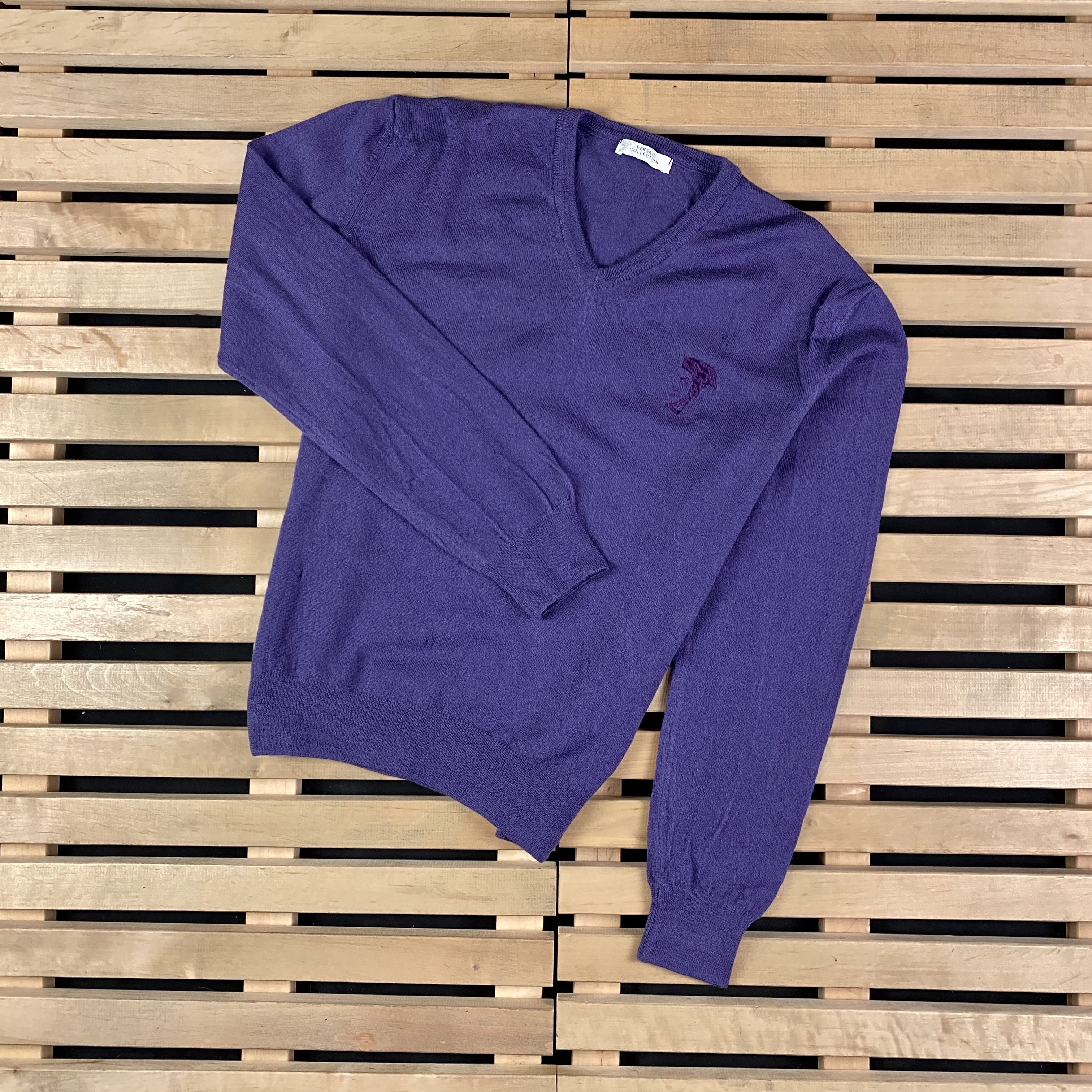 Versace Mens Sweater Jumper V Neck Versace Size L Wool Size US L / EU 52-54 / 3 - 1 Thumbnail