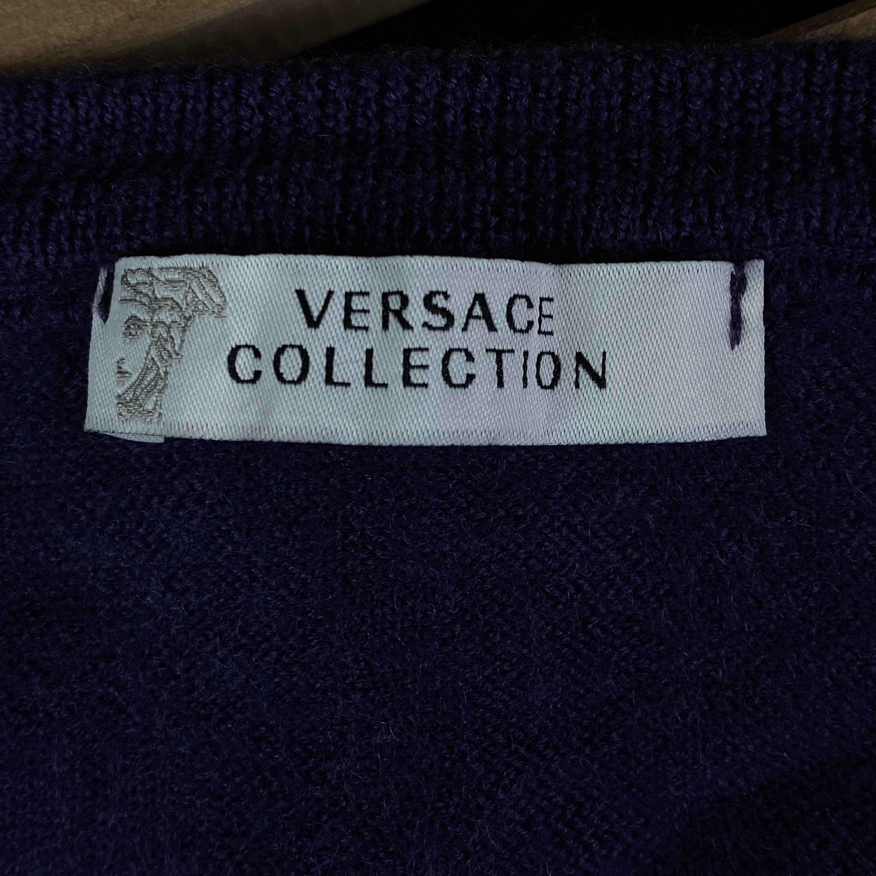 Versace Mens Sweater Jumper V Neck Versace Size L Wool Size US L / EU 52-54 / 3 - 6 Thumbnail