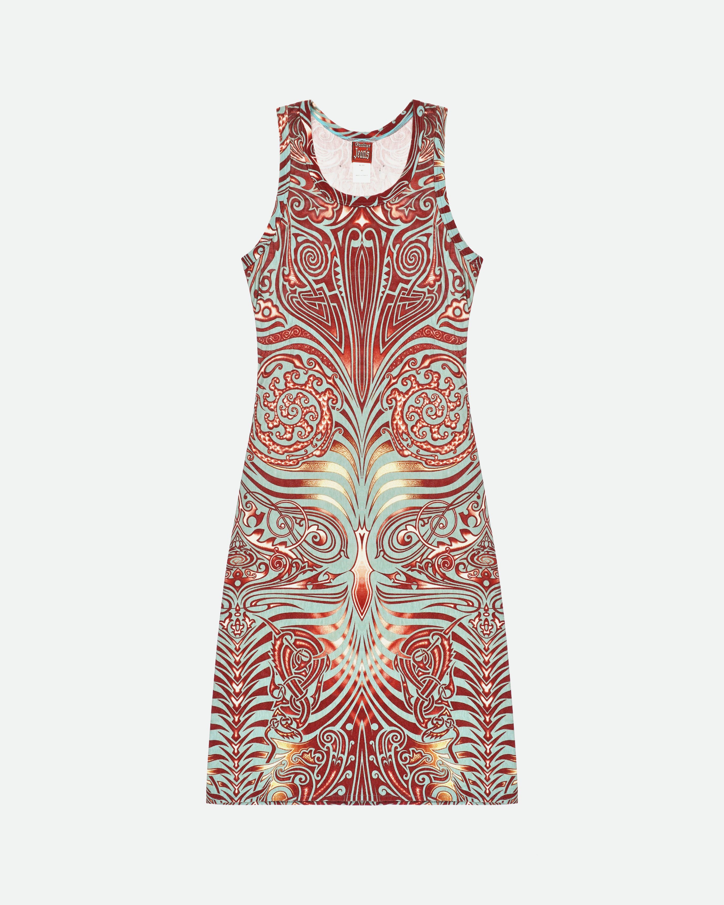 image of Jean Paul Gaultier Ss96 Maori Tribal-Tattoo Maxi Dress, Women's (Size Medium)